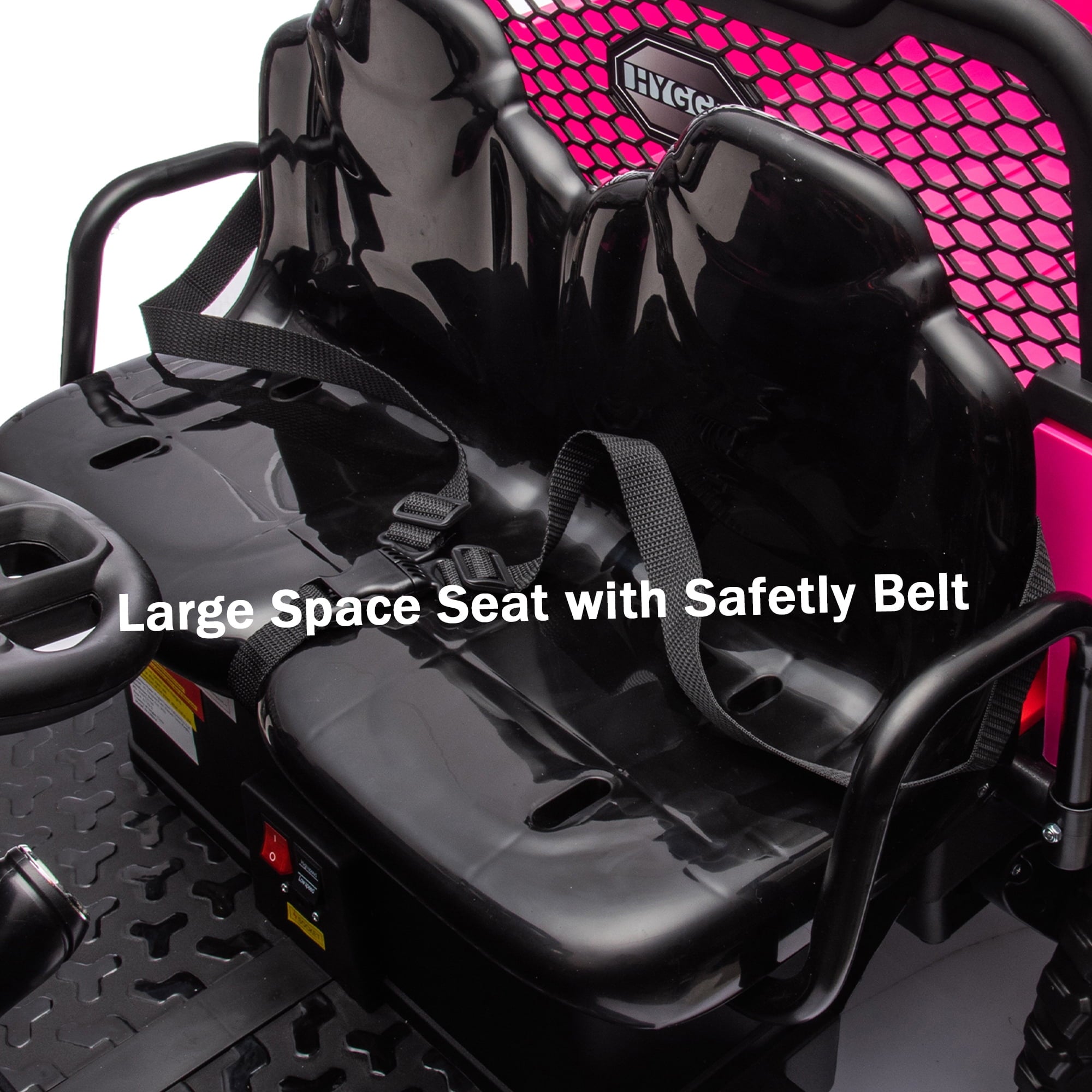 Track 7 24V Ride on Car, 2-Seater Ride On Dump Truck, 6 Wheels Electric Car with Remote Control, Music, Shift Lever, off-Road Ride on UTV, Pink