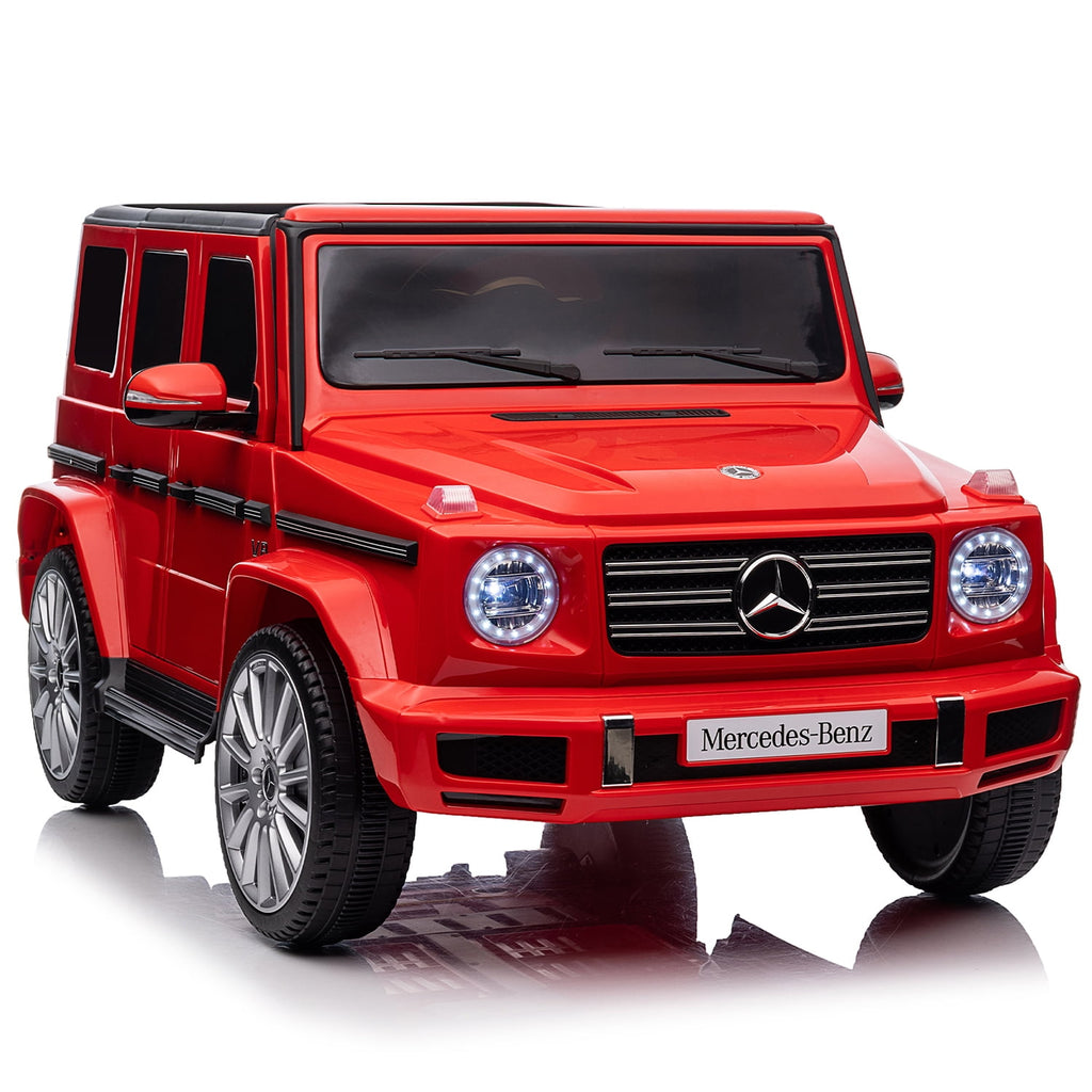 Track 7 24V Ride on Car, Licensed Mercedes-Benz G500 Electric Car with Remote Control, USB, Bluetooth, LED Lights, Ride on Truck for Boys Girls Age 3+, Red