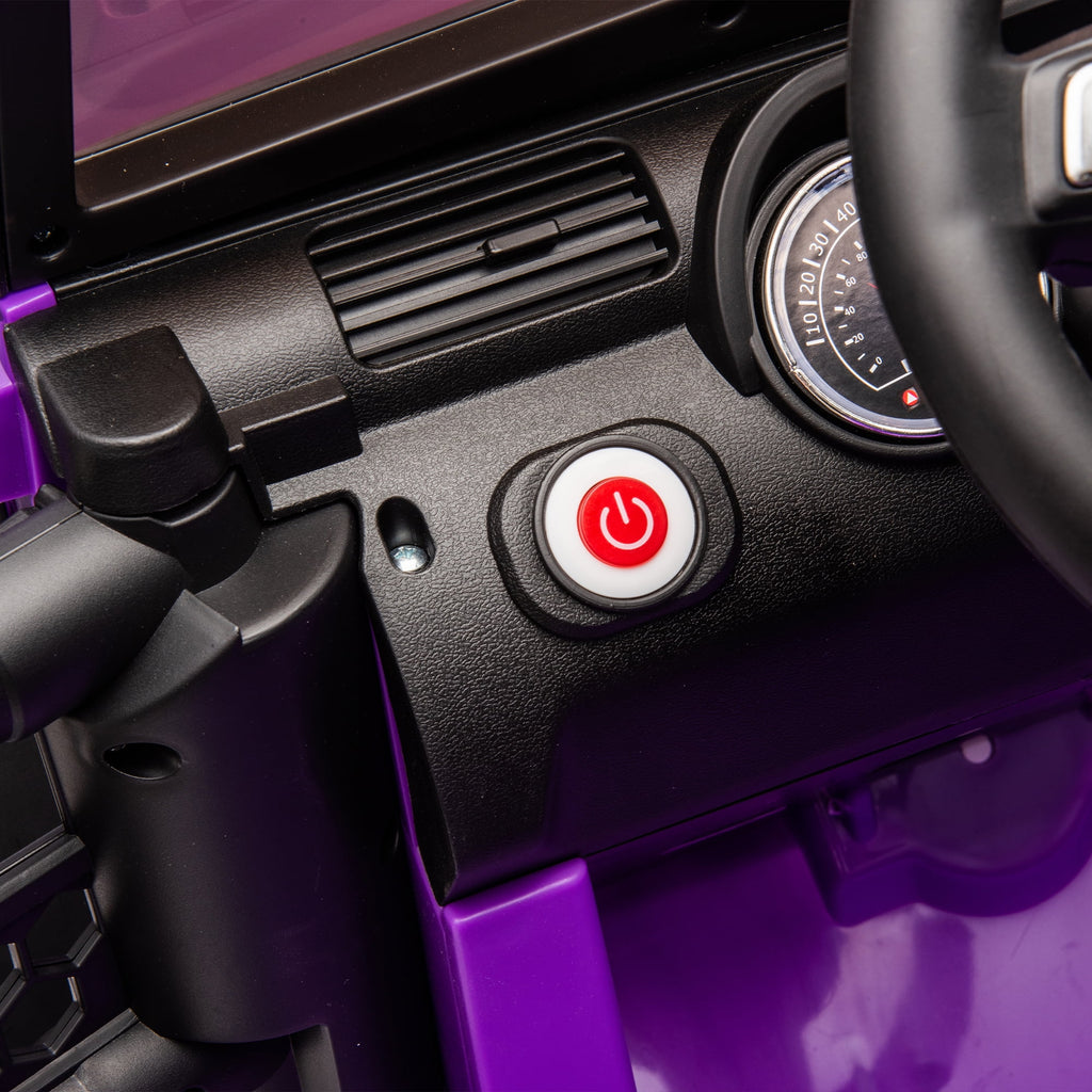 Track 7 24V Two-Seater Kids Ride-On Truck, Parents Control, 4WD Suspension, LED/MP3/Bluetooth, 2 Seat Belts, Ages 3+, Purple