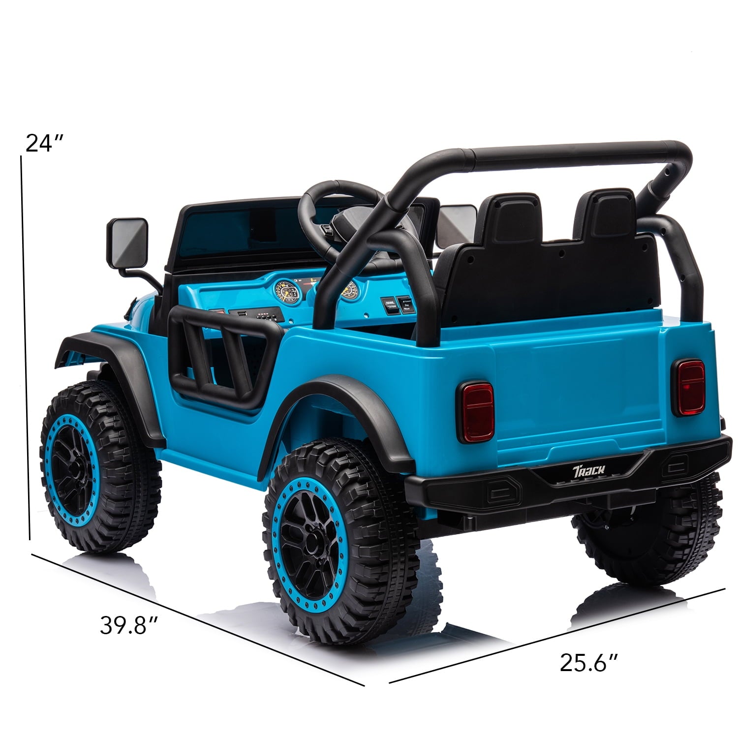Track 7 24V Ride on Truck, Electric Car for Boys Girls, Ride on Car with Remote Control, Music, Bluetooth, Lights, Spring Suspension, Blue