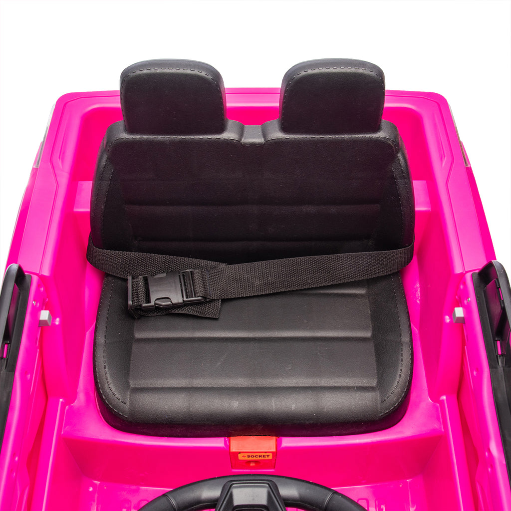 Track 7 24V Ride on Car, Licensed Chevrolet Silverado Electric Car with Remote Control, Bluetooth, LED Lights, Power Display, Rear Storage, 24V Ride on Truck Car for Boys Girls Age 3+, Pink
