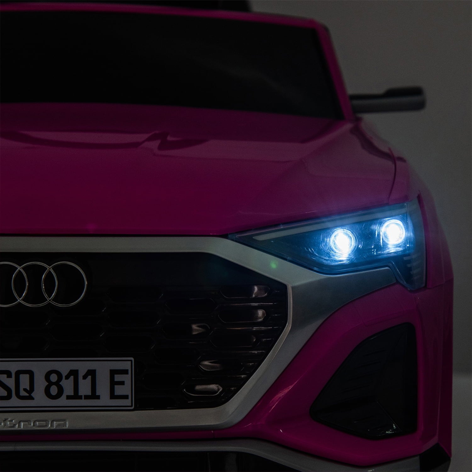 Track Seven Licensed Audi SQ8 Ride on Car with Remote Control, 12V Electric Car for Kids Age 3+, Music, Hanging Start, Speed Adjustment, LED Lights, Suspension, Power Display, Pink