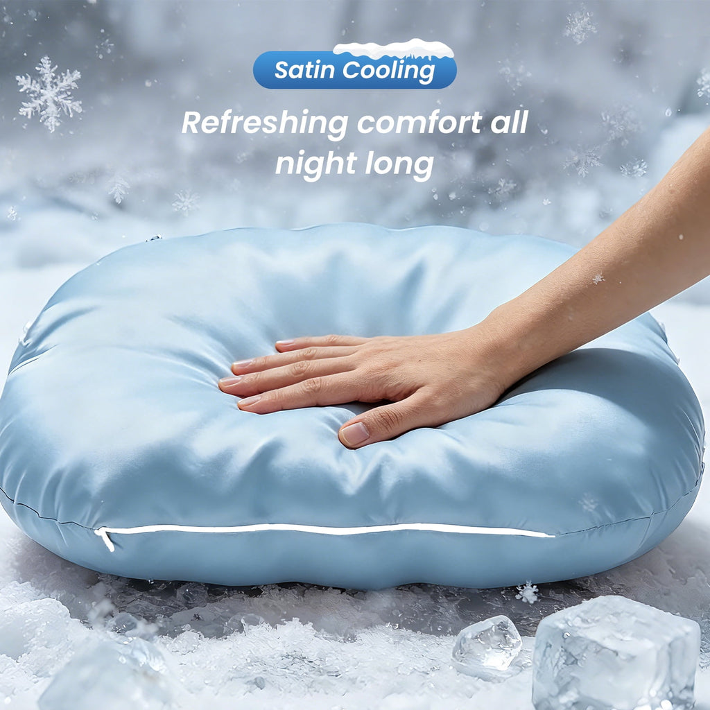 COOKCOK Ergonomic Cervical Memory Foam Pillow for Neck Pain Relief, Cooling Shell Cloud Bed Pillow for Side Back Sleepers, Blue