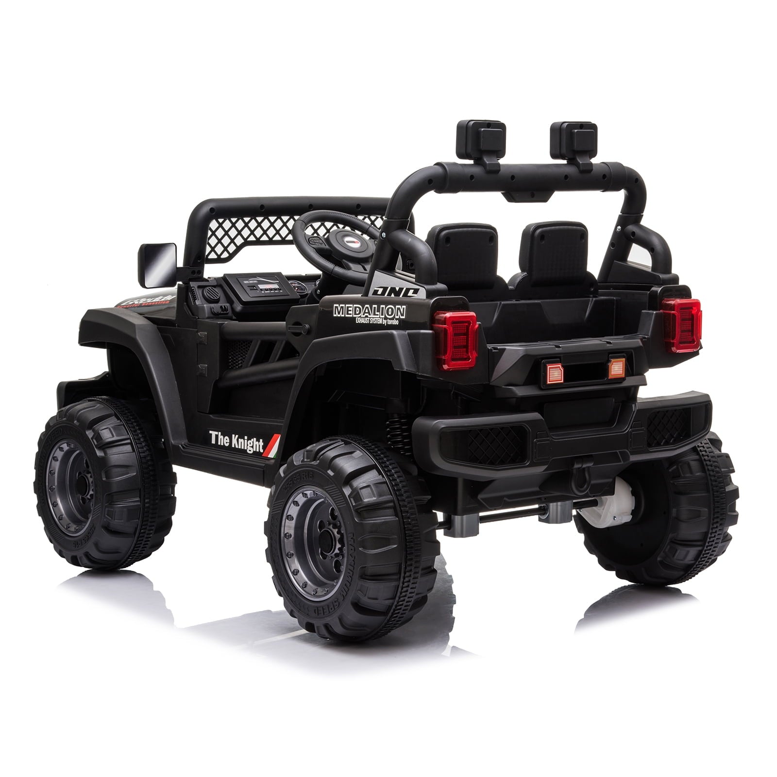 Track 7 12V 2-Seats 2WD off-road vehicle for kid 3+, 2 speed adjustable, with Parent Remote Control, Music, Black