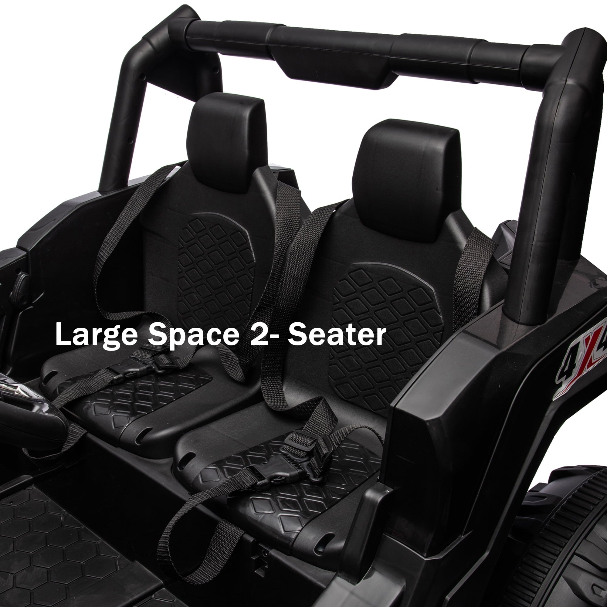 Track 7 24V Ride on UTV, 2-Seater Ride on Car with Remote Control, Music, 2 Speed, Key Start, 4x4 Ride on Off-Road Truck, Black