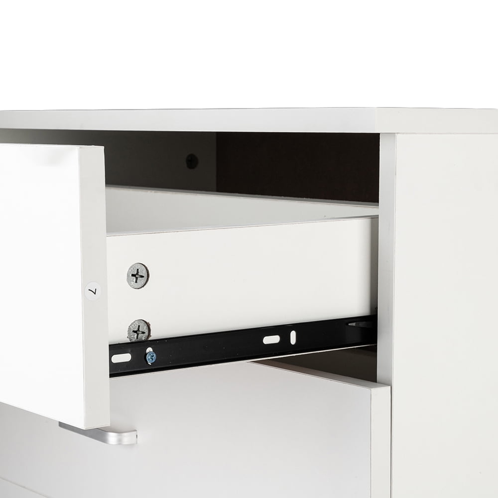 COOKCOK 3 Drawer Dresser, Wood Drawer Chest Dresser Cabinet with Storage, 25.98"x 13"x 22.05", Storage Cabinet, Clothing Organizer with Cut-Out Handle, Nightstand for Living Room, Bedroom, White