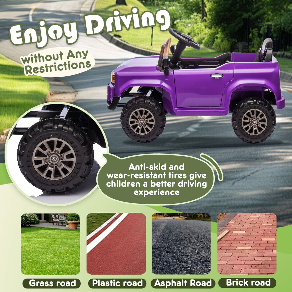 Track 7 12V Ride on Car, Licensed Toyota LC250 Ride on Truck for Kids, Electric Car with Remote Control, Power Display, Music, Bluetooth, 12V Ride on Toy Car for Boys Girls Age 2+, Pink
