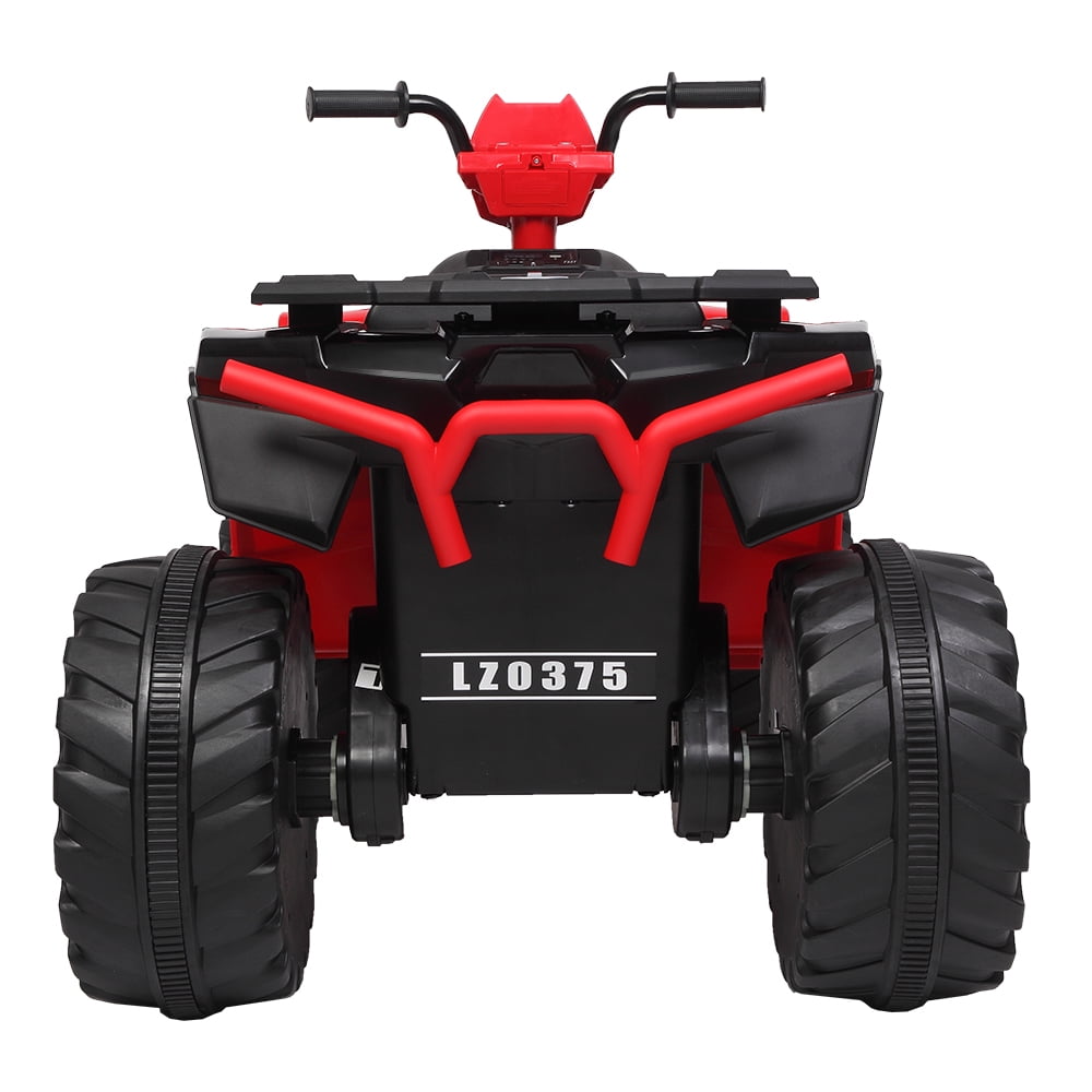 Track 7 12V All Terrain Vehicle, Dual Drive, 2 speed adjustable, with MP3 player, radio, USB port, Slow Start, Black & Red