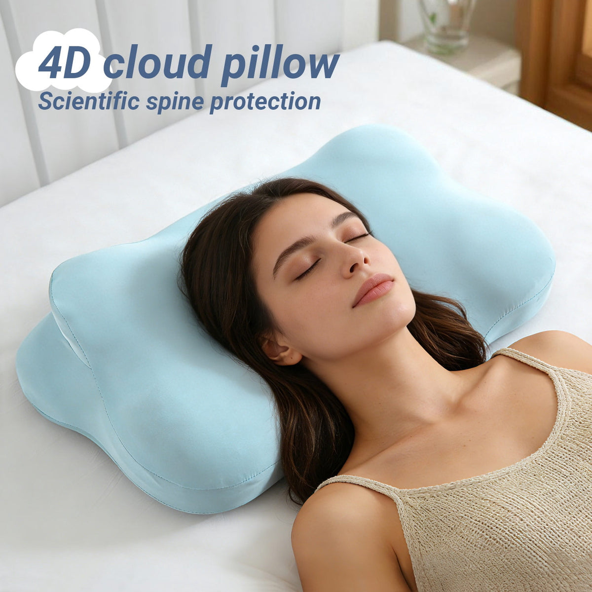 COOKCOK Cloud Neck Pillow, Ergonomic Memory Foam Pillows, Adjustable Cervical Neck Support Pillow with Breathable Pillowcase for Side Back Stomach Sleepers