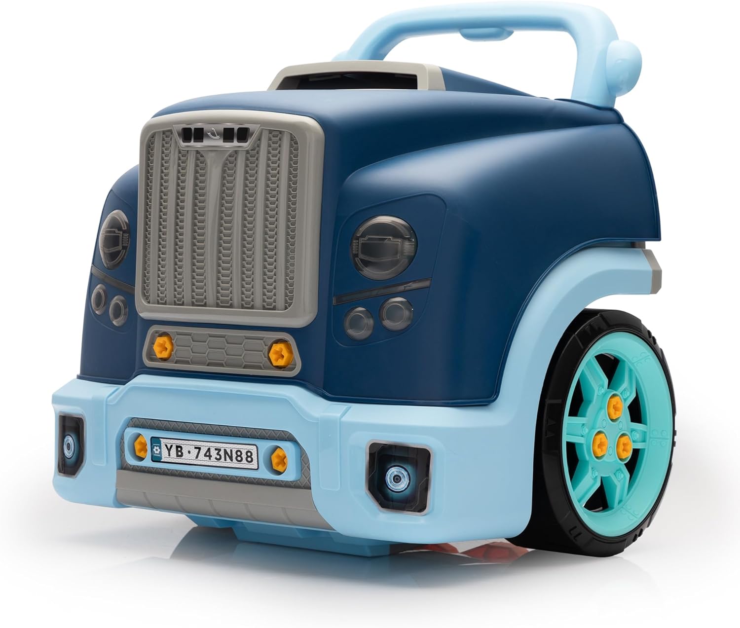 Track Seven Interactive Car Engine Toy Set, Kids Mechanic Repair Set, Build and Play with Engine Building Kit, Large Truck Toy Engine, Gifts  Boy and Girls Child, Blue