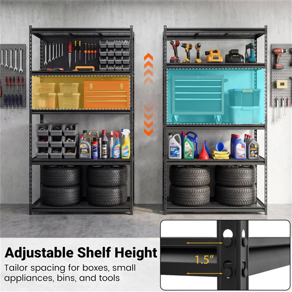 COOKCOK Storage Shelving Unit, 5-Tier Heavy Duty Garage Shelving, 36" W x 18" D x 72" H Adjustable Metal Shelves for Industrial Shelving Unit Utility Shelf, for Kitchen, Warehouse, Basement, Black