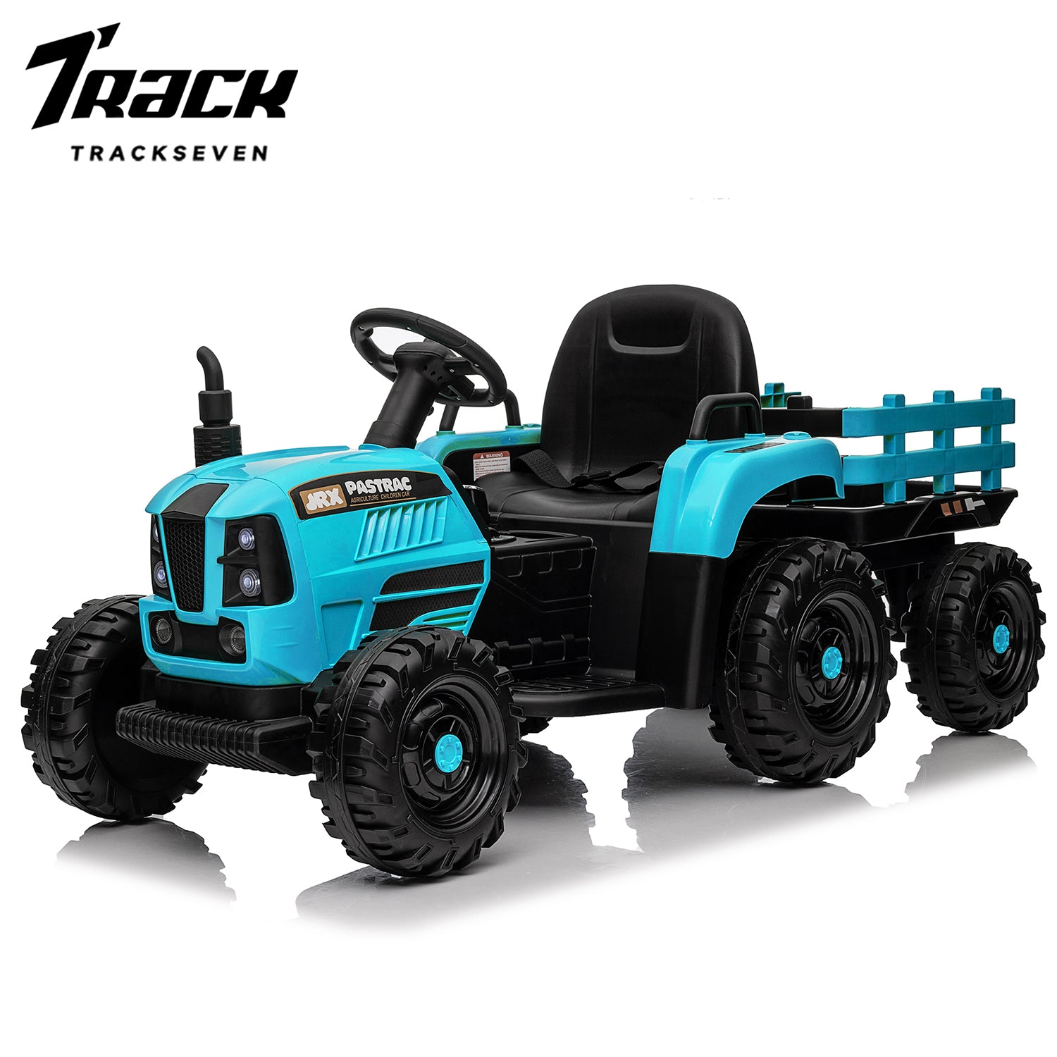Track 7 12V Ride on Tractor with Trailer, 3-Gear-Shift Ground Loader, Kids Ride on Car with Remote Control, Bluetooth, Music, LED Lights, Electric Car for Boys Girls, Red