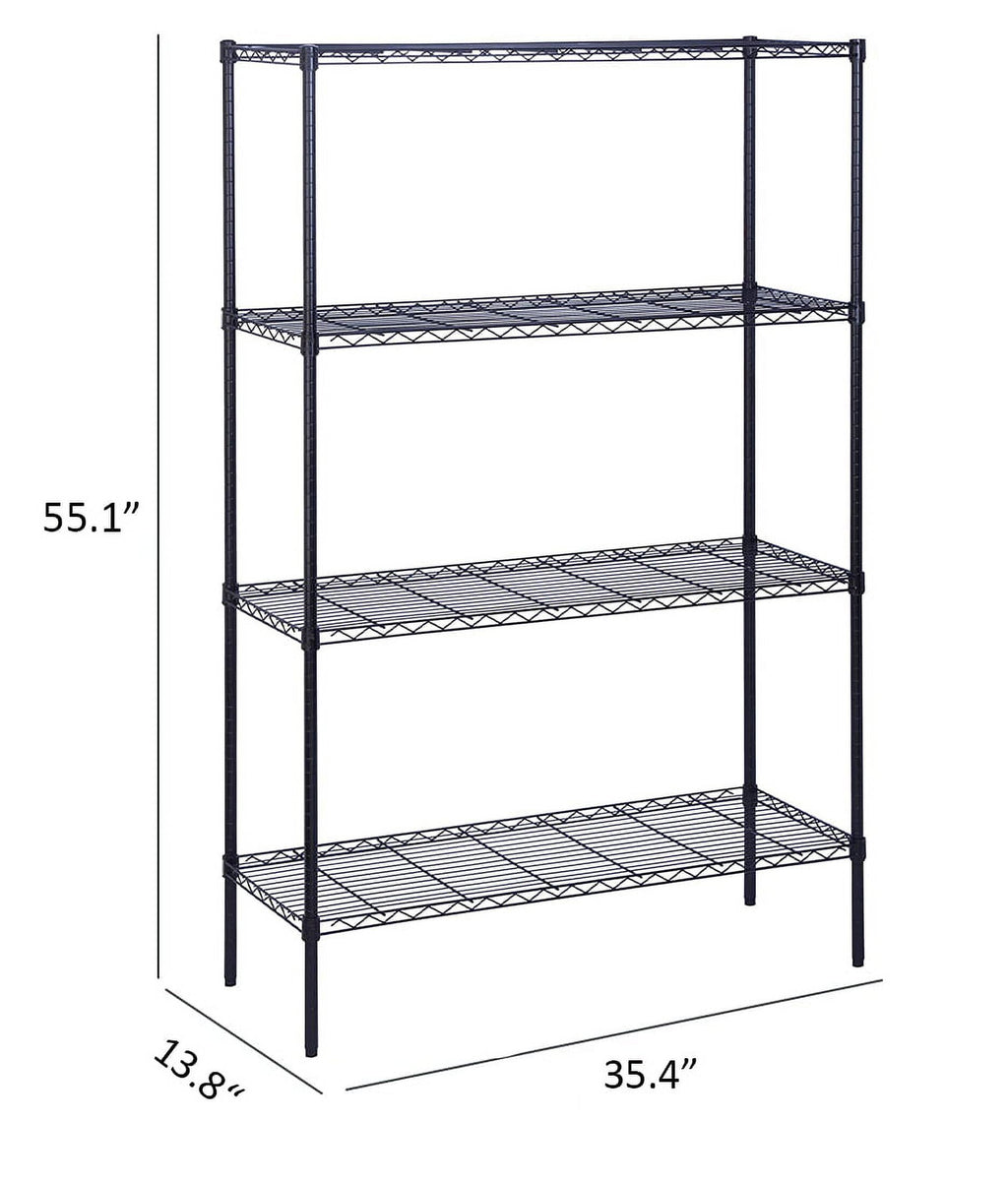 COOKCOK 4-Tier Wire Shelving Unit, 35.4"x 13.8"x 55.1" Metal Shelf, NSF Certified, Adjustable Heavy Duty Carbon Steel Shelf for Home Kitchen Bathroom Garage, 440lbs Capacity, Black