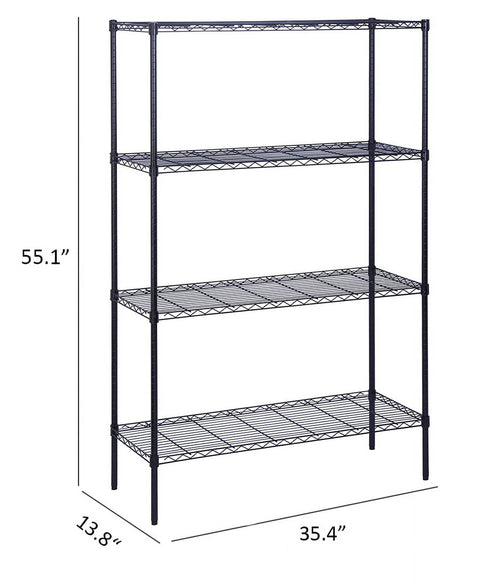 COOKCOK 4-Tier Wire Shelving Unit, 35.4"x 13.8"x 55.1" Metal Shelf, NSF Certified, Adjustable Heavy Duty Carbon Steel Shelf for Home Kitchen Bathroom Garage, 440lbs Capacity, Black