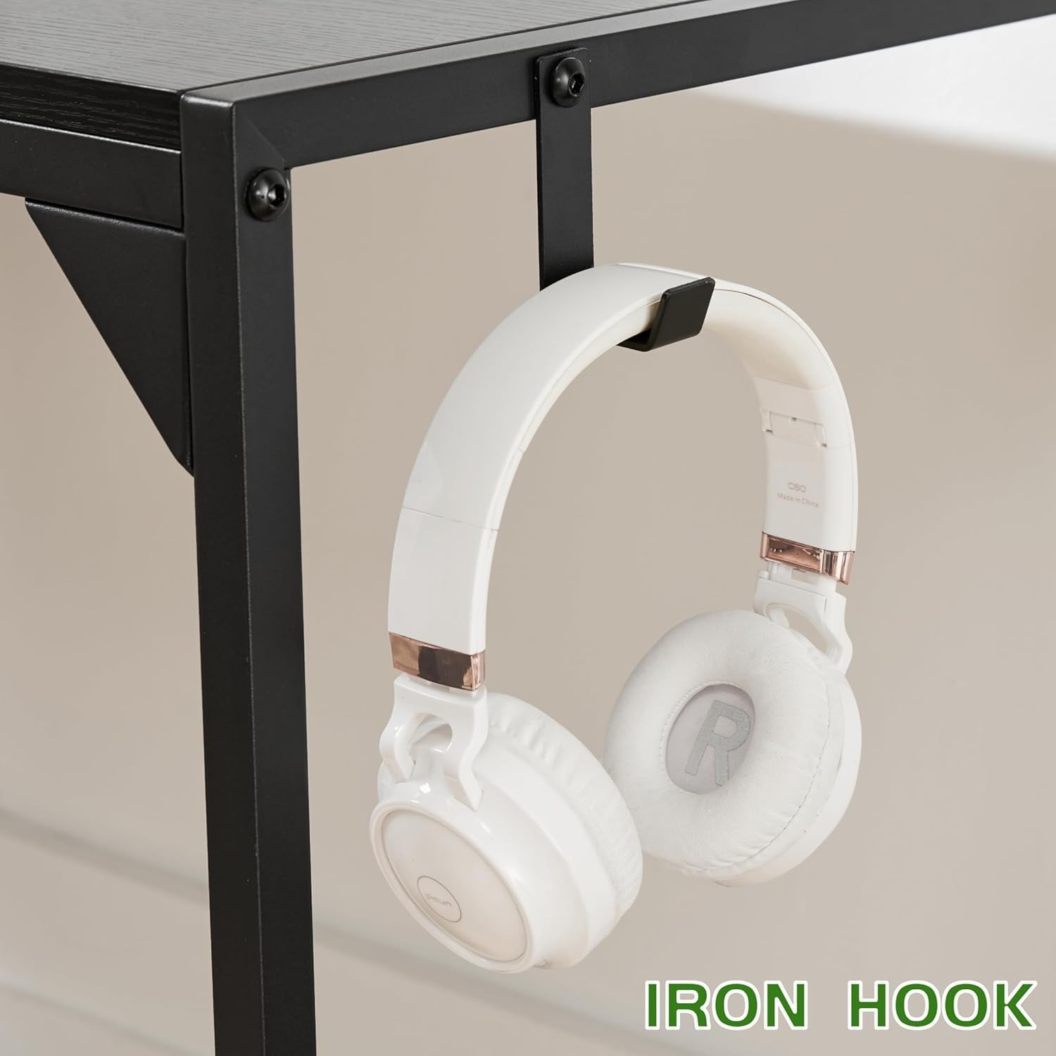 COOKCOK Computer Desk with Fabric Drawers Office Small Desk 36" Wide Desk with Headphone Hooks & Storage Bag for Student Kids Reading Table for Small Spaces, Brown
