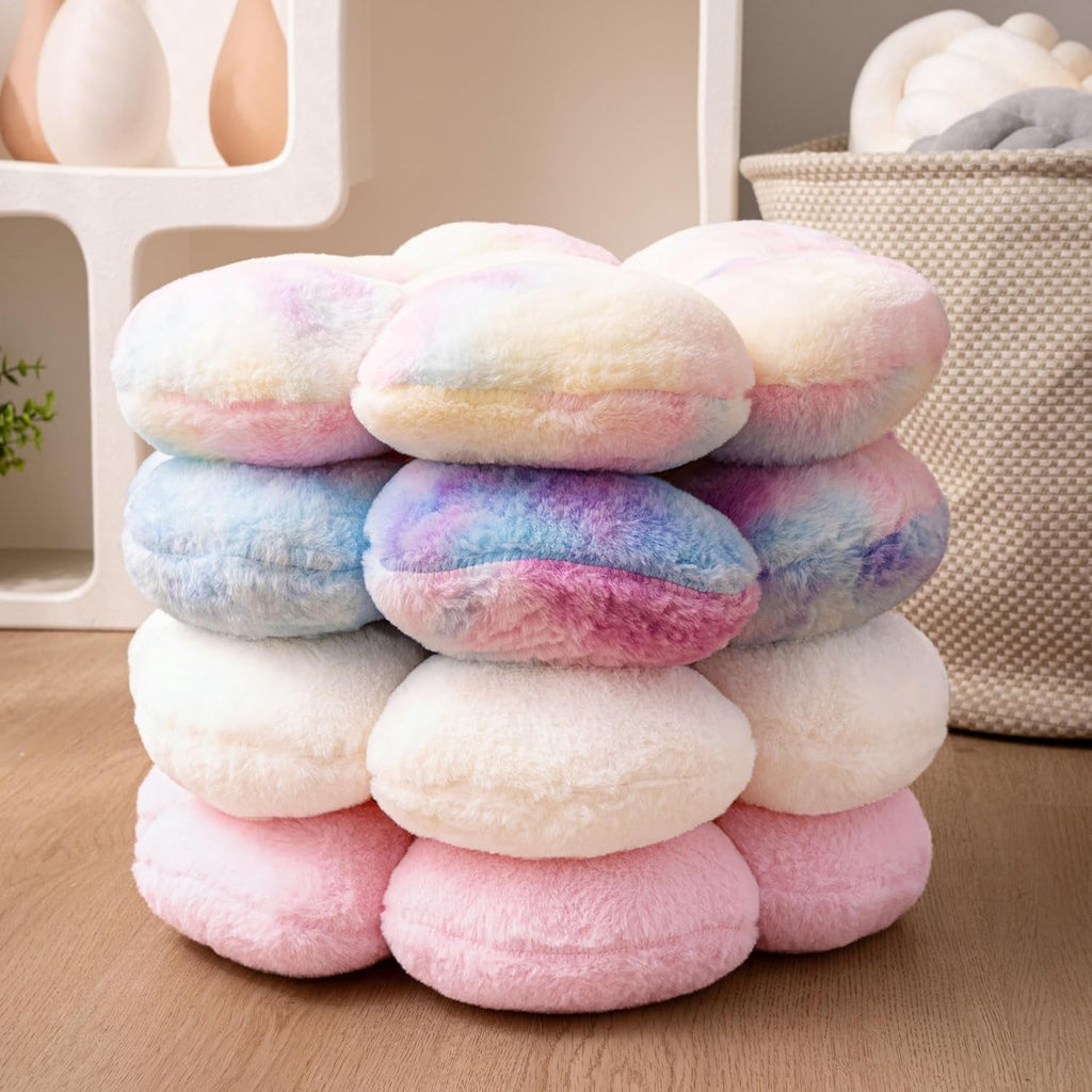 COOKCOK 2 Pcs Flower Pillow 15" Flower Throw Pillows, Cute Daisy Flower Shaped Floor Pillow Seat Cushions, Decorative Throw Pillows for Bedroom, Living Room