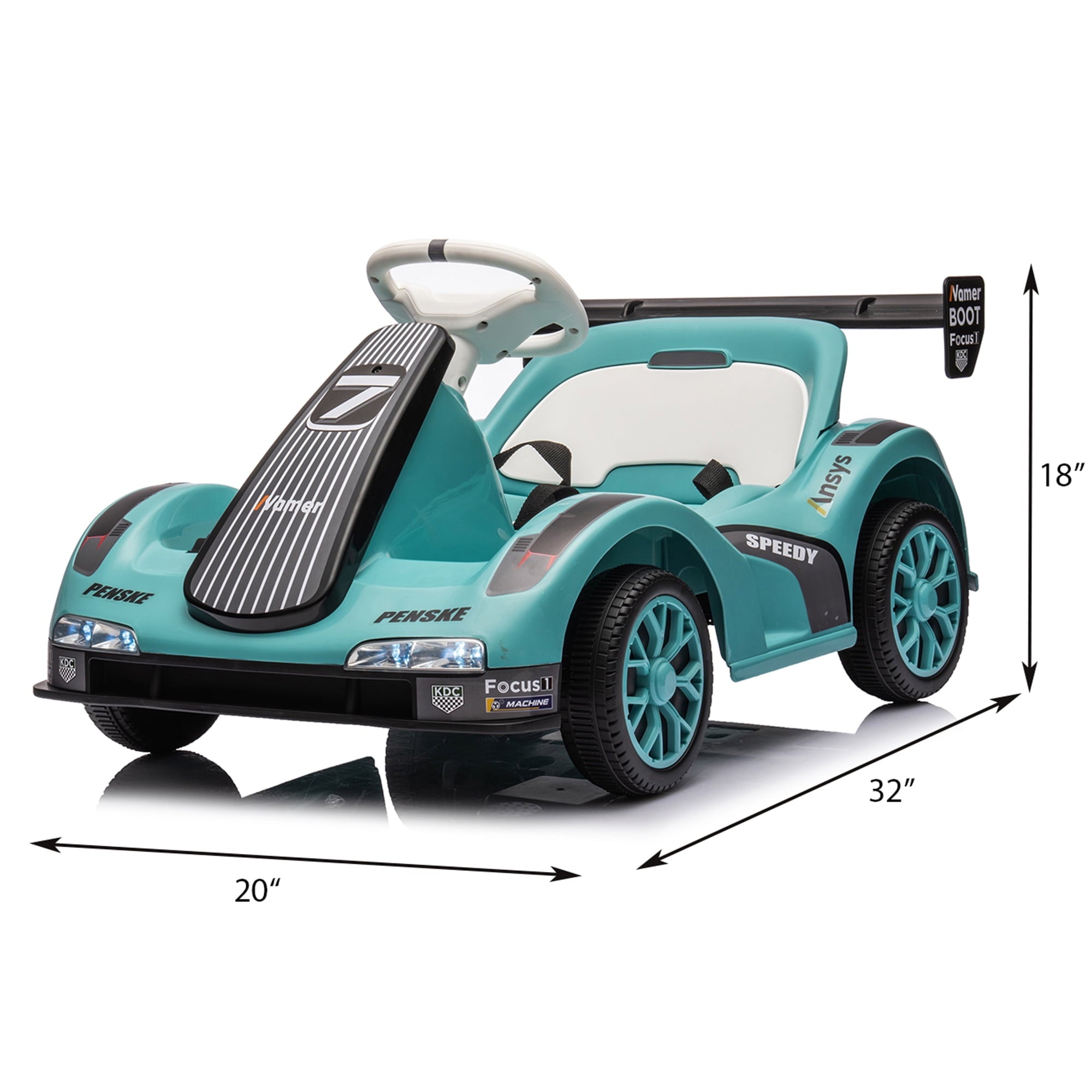Track 7 12V Electric Go Kart for Kids, Electric Drift Kart with Remote Control, Bluetooth, 380W Motor Dual Drive Ride on Car Toys for Boys Girls Age 3+, Blue