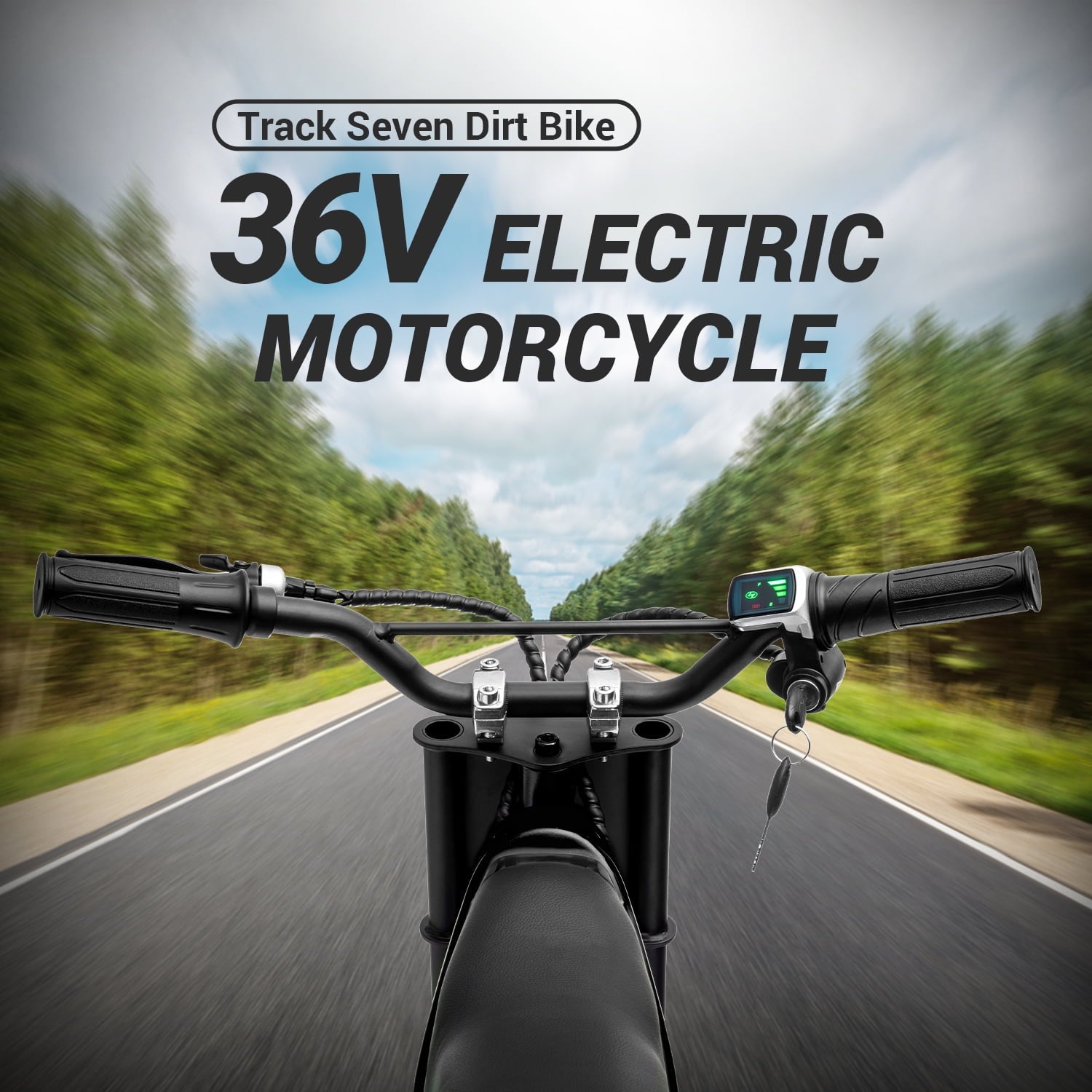 Track 7 36V Electric Dirt Bike, 350W Ride on Motorcycle with Twist Grip Throttle, Hand-Operated Dual Brakes, for Age 8-12, Black