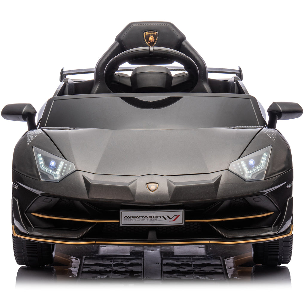 Track 7 12V Licensed Lamborghini Aventador Xago Ride on Car with Remote Control, Hydraulic Door, Bluetooth MP3/USB, LED Lights, Early Education, Electric Sports Car for Boys Girls Age 2+, Black