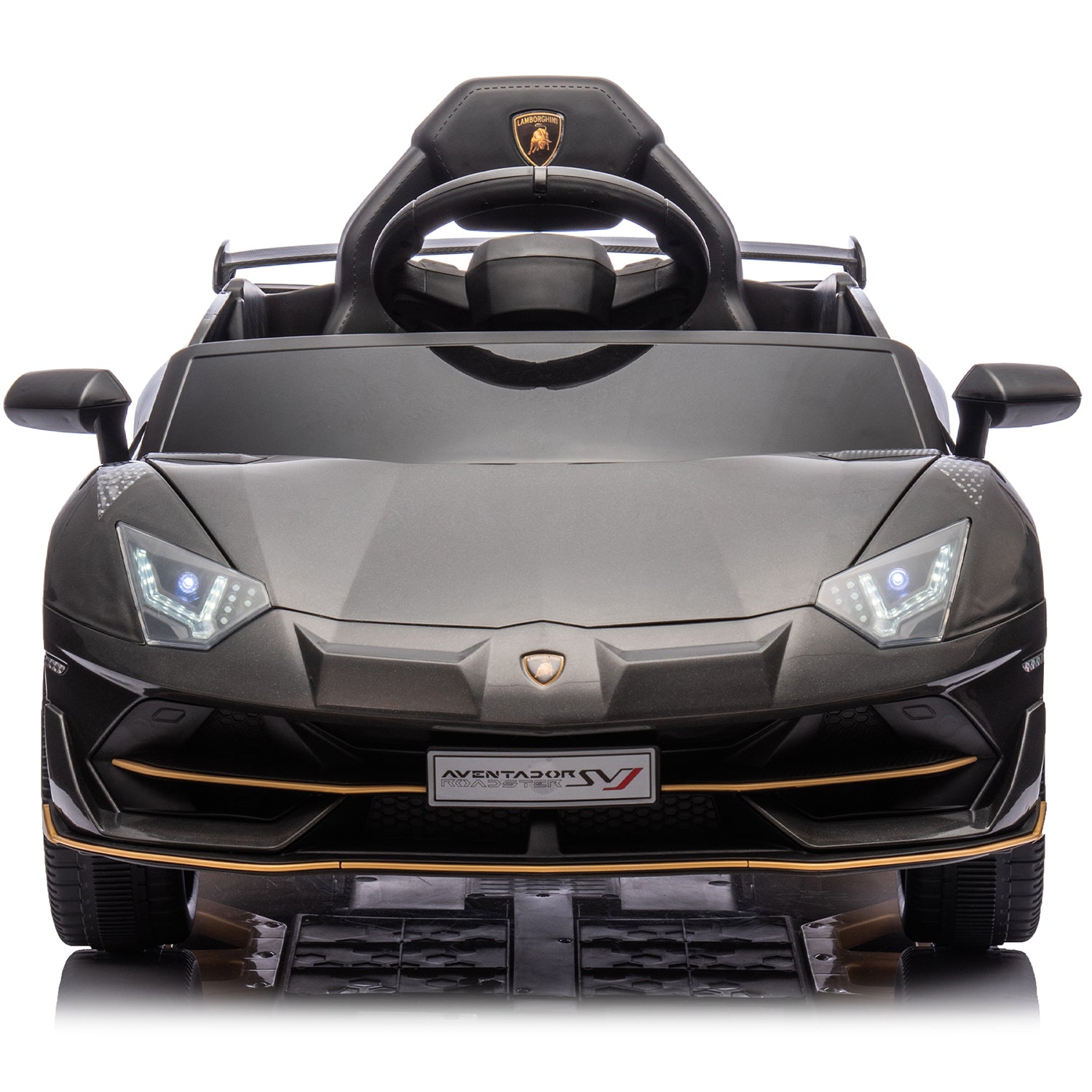 Track 7 12V Licensed Lamborghini Aventador Xago Ride on Car with Remote Control, Hydraulic Door, Bluetooth MP3/USB, LED Lights, Early Education, Electric Sports Car for Boys Girls Age 2+, Black
