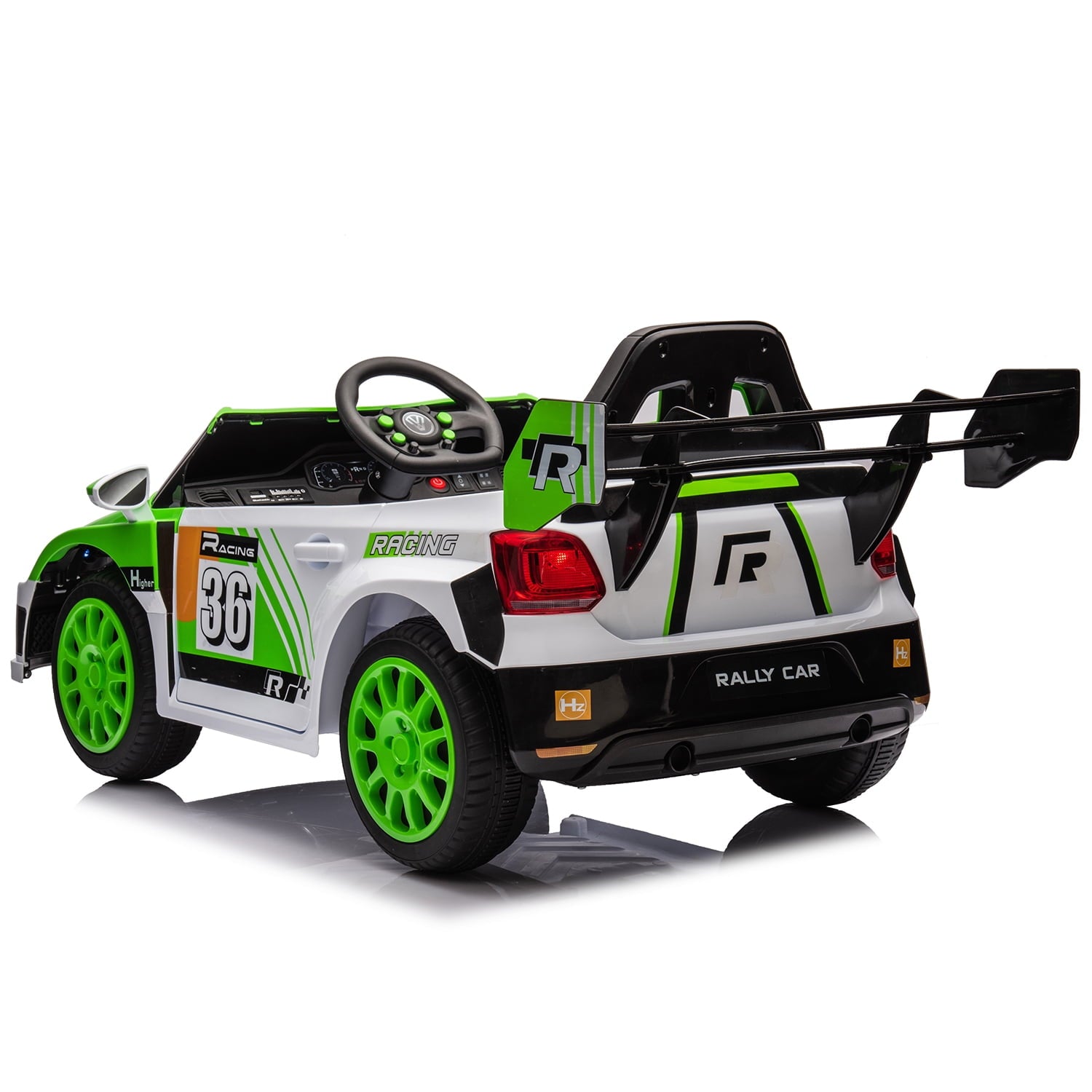Track 7 Kids Ride on Car, 12V Electric Sports Car with Remote Control, Bluetooth, Front Light, Electric Buggies for Boys Girls Age 3+, Green