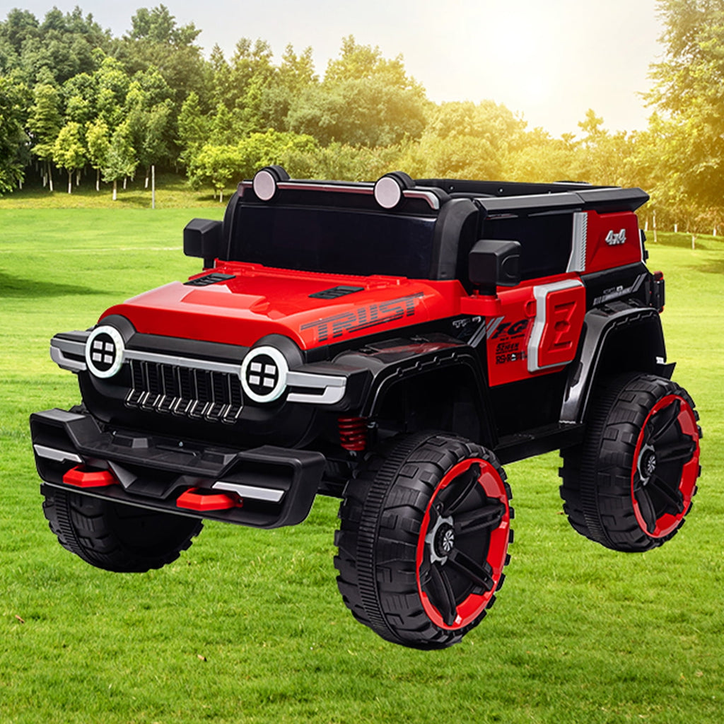 Track 7 12V Kids Ride On Car, Kids Electric Truck with Remote Control, Spring Suspension, Safety Lock, LED Light, Music & Horn, for Boys Girls, Red
