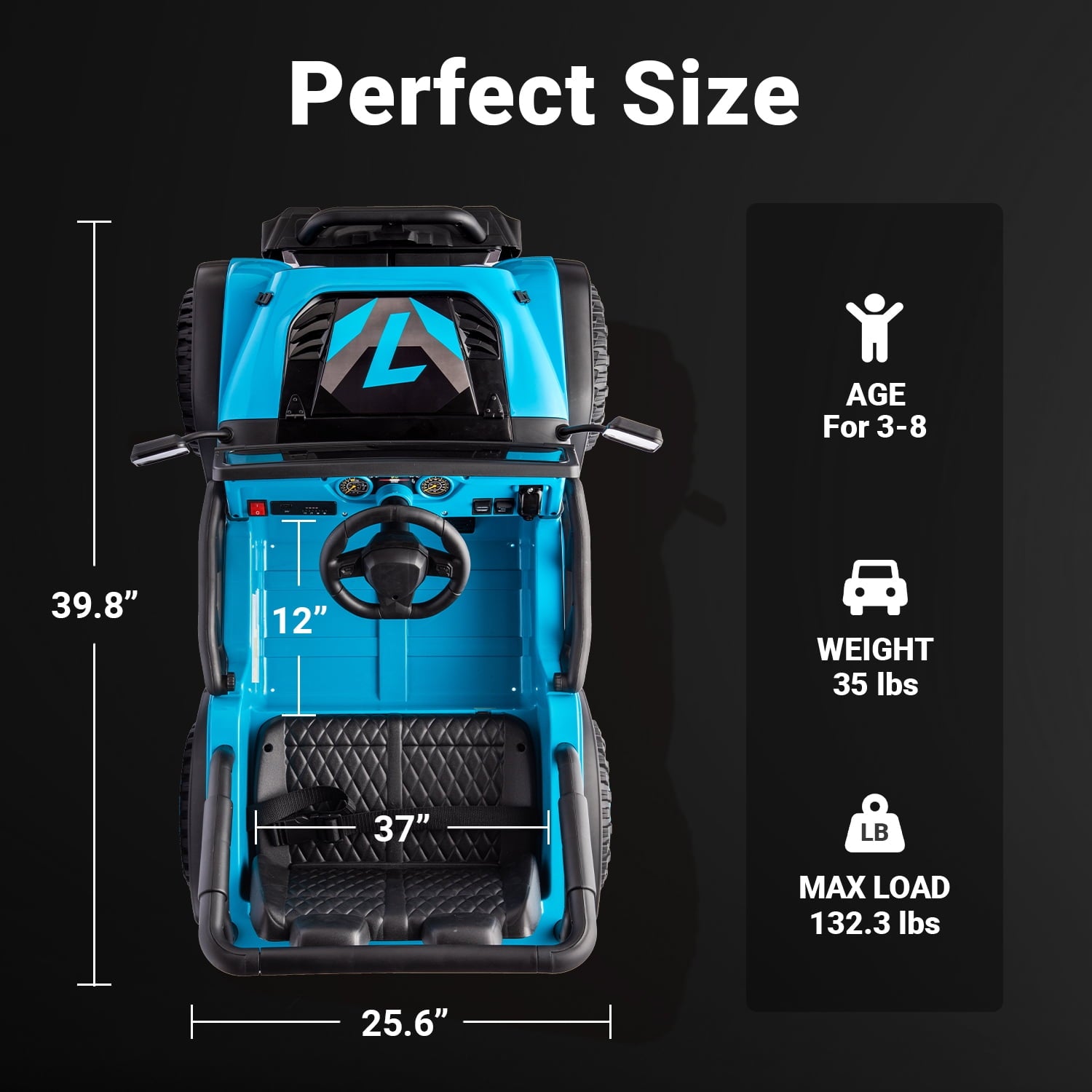 Track 7 24V Ride on Truck, Electric Car for Boys Girls Age 3+, Ride on Car with Remote Control, Music, Bluetooth, Spring Suspension, Max Speed 5 mph, Blue
