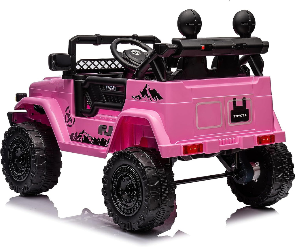 Track 7 Kids Ride on Truck, 12V Licensed Toyota FJ Cruiser Electric Car for Kids Age 3+, Ride on Car w/Remote Control, Power Display, Music, Pink