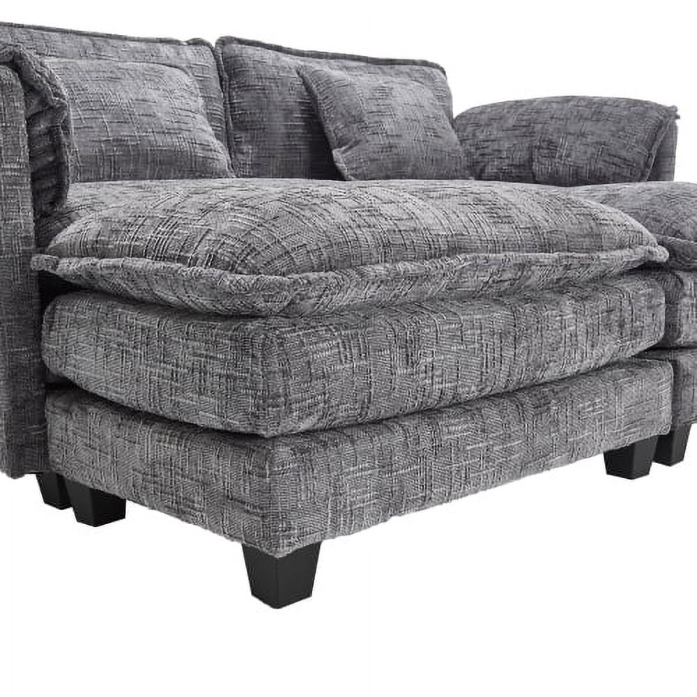 COOKCOK Deep Seat Loveseat with 2 Ottomans, Sectional Loveseat Couch Modular Sofa, Modern Double Layer Upholstered Loveseat Sofa, 2 Deep Seater Couch for Living Room, Gray
