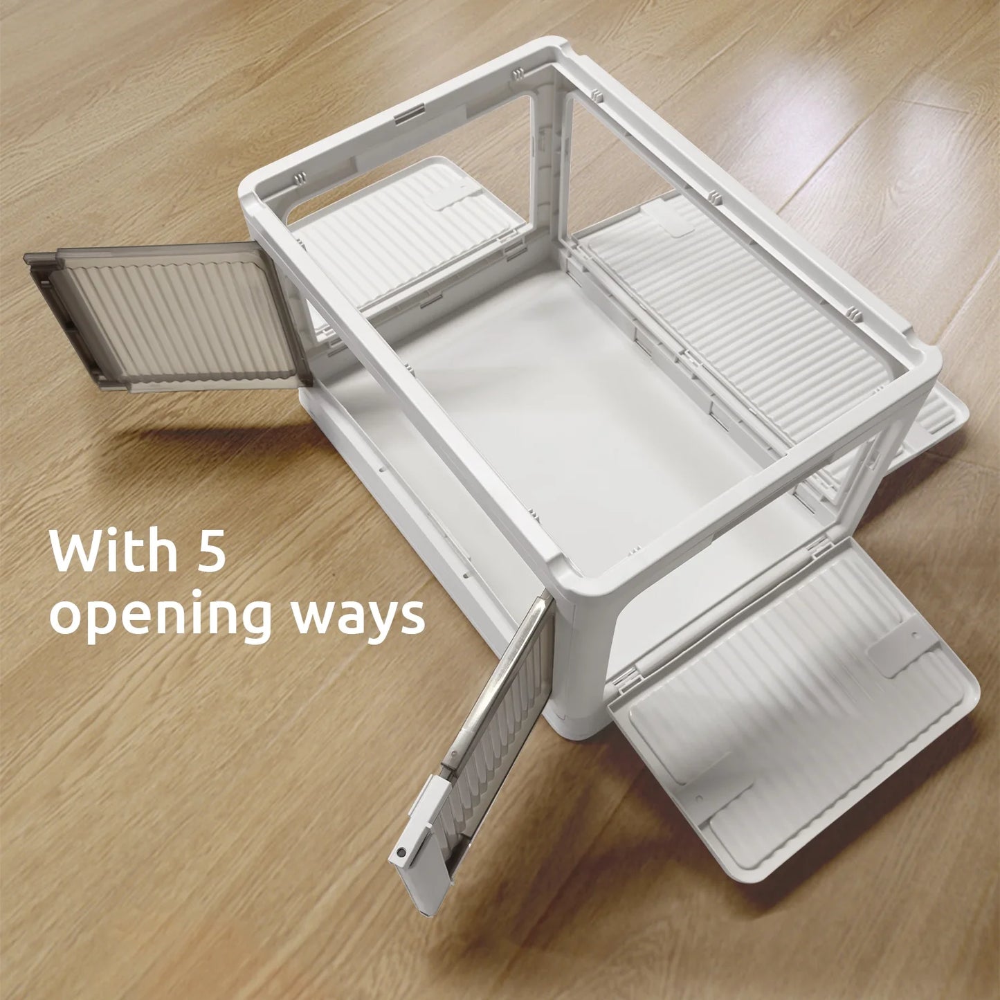 COOKCOK Storage Bins with Lids, Foldable Plastic Storage Container with Door, 3 Pack Stackable Collapsible Storage Bins for Closet Organizers and Storage, Secure Lock, 20.2"x 14.2"x 35.4"