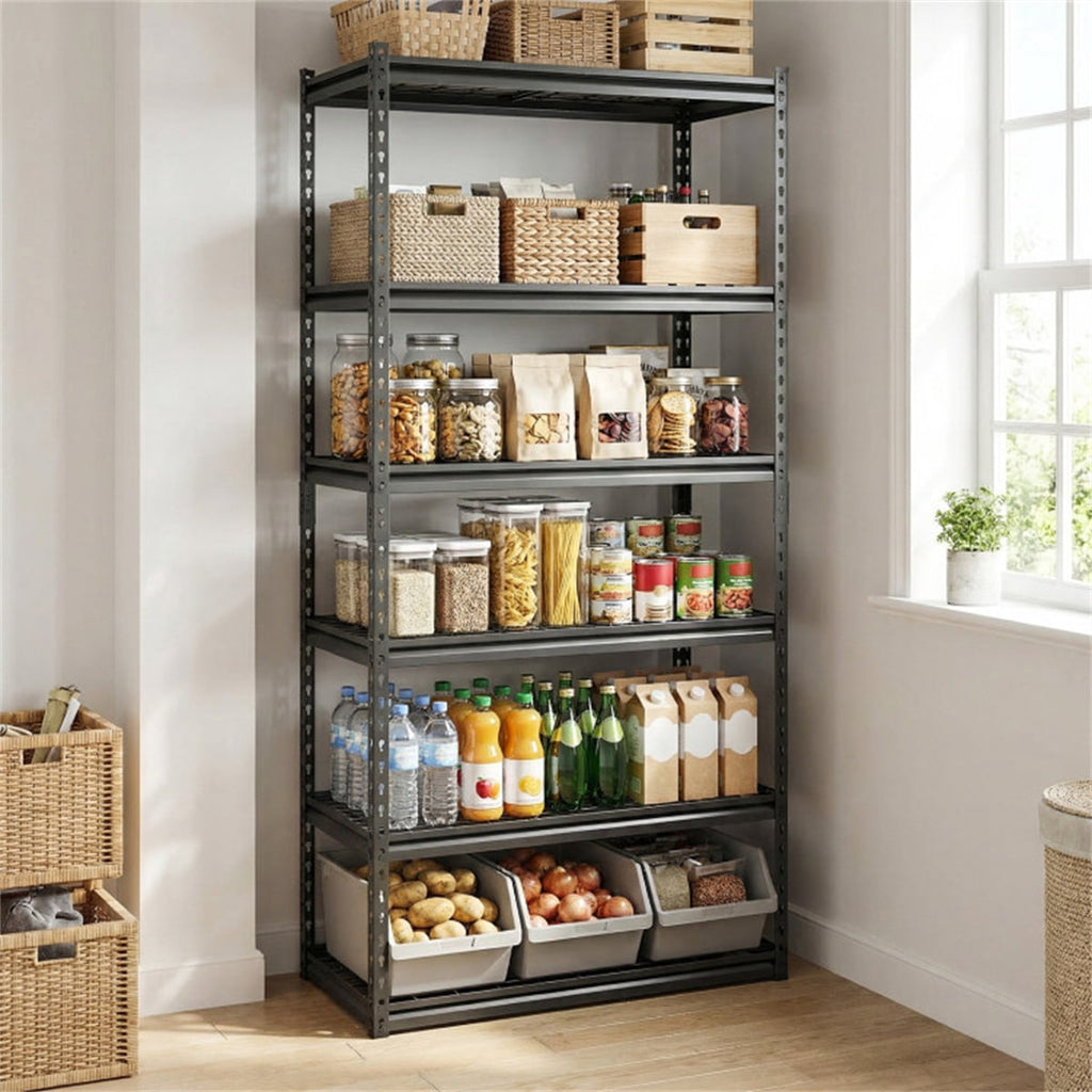 COOKCOK Storage Shelving Unit, 5-Tier Heavy Duty Garage Shelving, 36" W x 18" D x 72" H Adjustable Metal Shelves for Industrial Shelving Unit Utility Shelf, for Kitchen, Warehouse, Basement, Black
