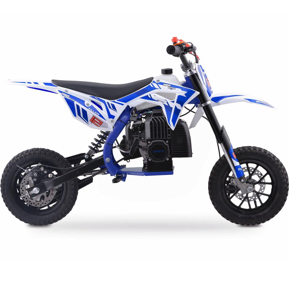 Track 7 52CC 2-Stroke Mini Kid Dirt Bikes, W/EPA Approved Gas Powered Engine, Upgrade Tires, Speed Up 20 Mph Weight Support 165 LB, Dual Disc Brake, Kill Switch, Blue