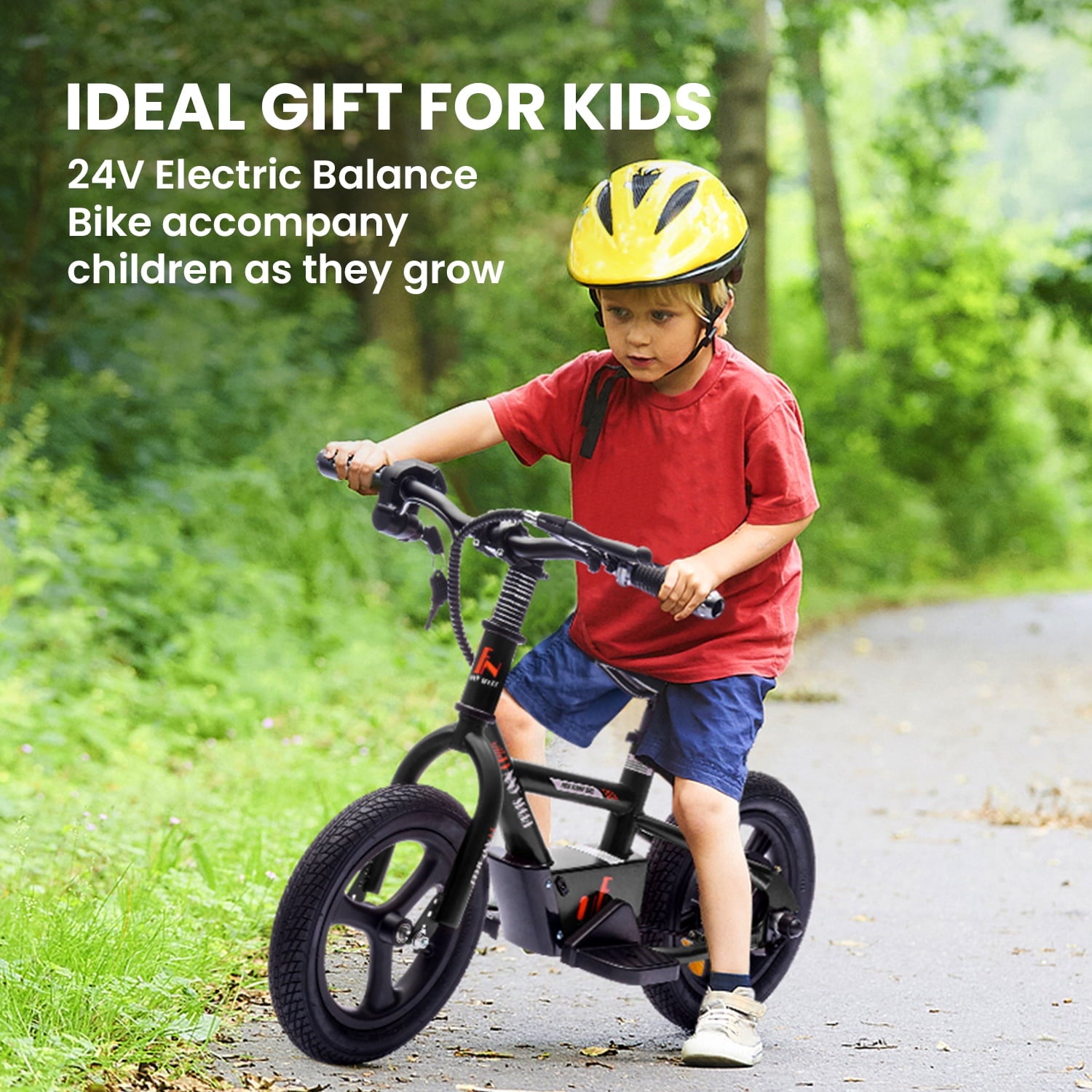Track Seven 24V Electric Dirt Bike for Kids, 150W Electric Motorcycle Up to 10 MPH, Hand-Operated Brakes Electric Balance Bike for Ages 3+, Power Display, Height Adjustable, Key Start, Black