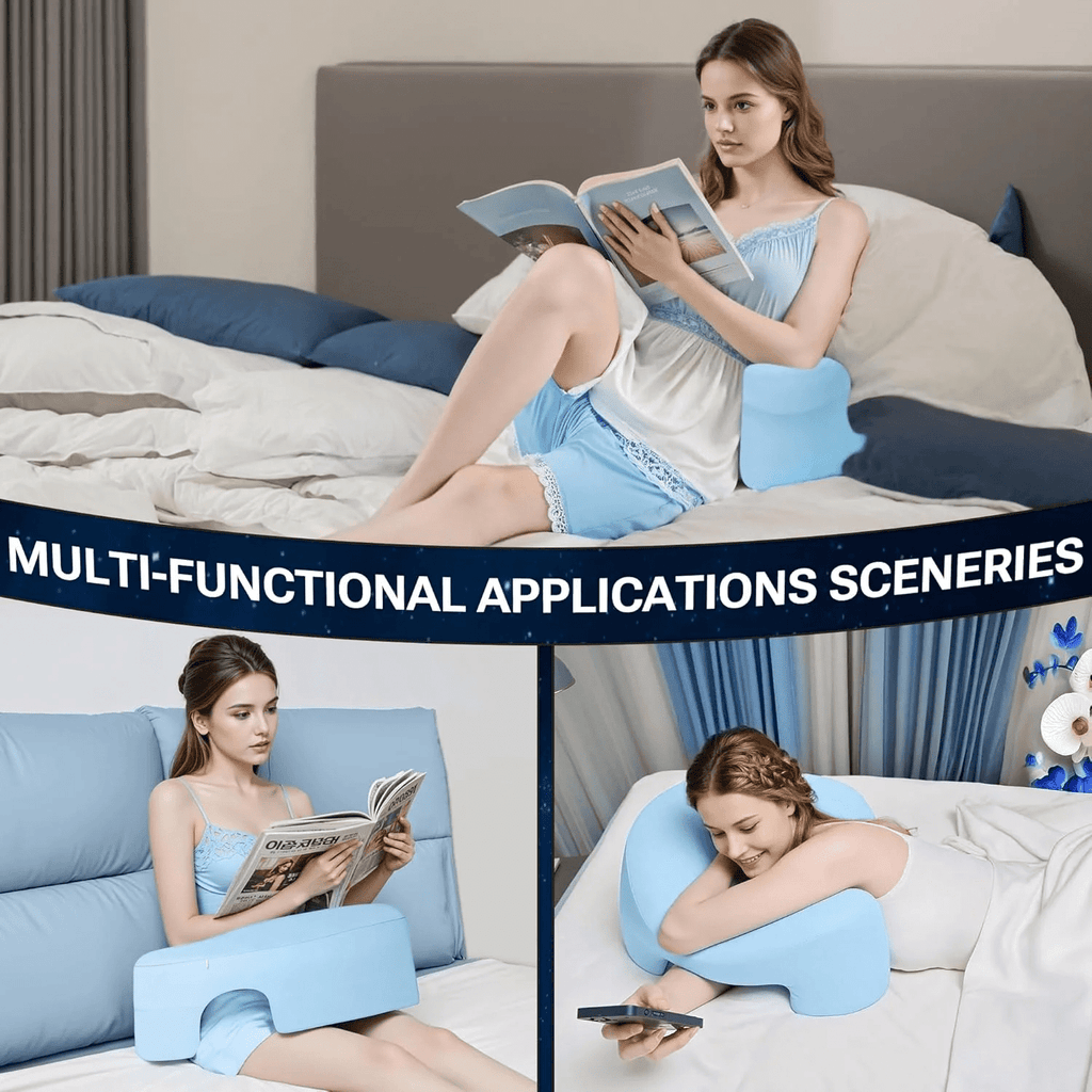 COOKCOK Side Sleeper Pillow for Adults, Ergonomic Memory Foam Pillow with Arm Hole for Neck and Shoulder Pain, Shoulder Pillow for Side Sleepers, Blue