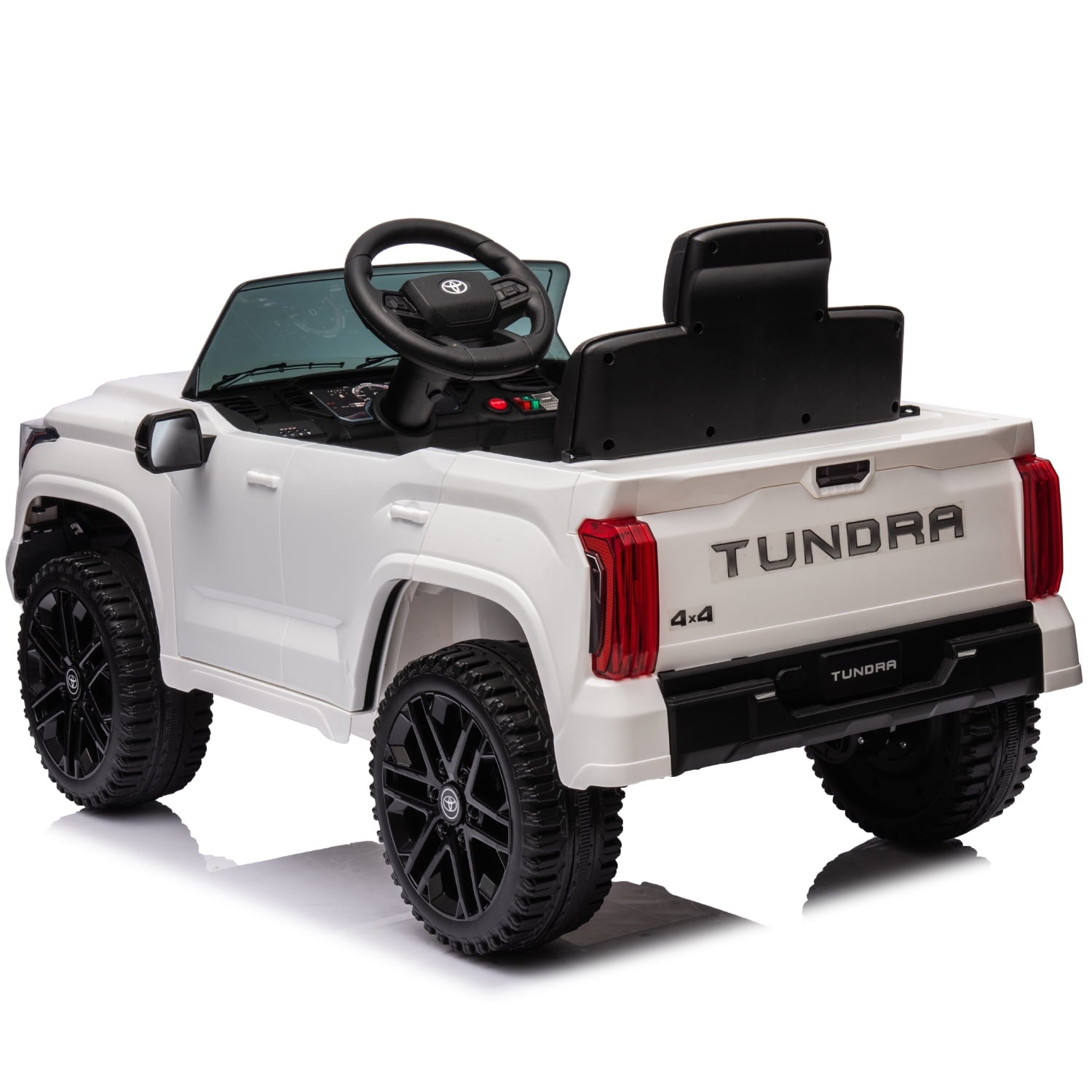 Track 7 Kids Ride on Car, 12V Licensed Toyota Tundra Pickup Electric Car with Remote Control, Music, LED Lights, Toyota Electric Vehicle Toy, White