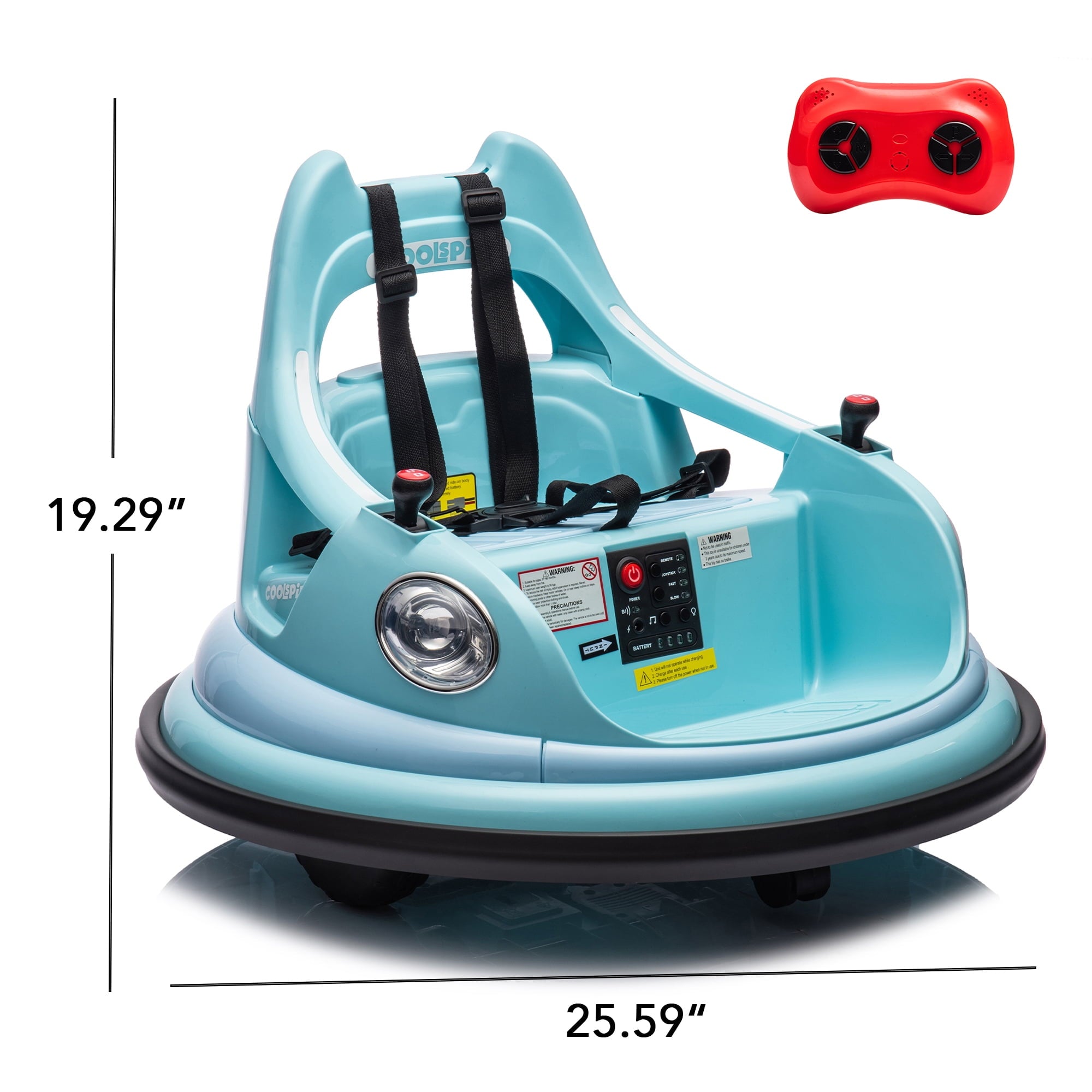 Track 7 12V Ride on Bumper Car, Electric Bumper Car for Kids & Toddlers, Remote Control, 2 Speed, Bluetooth, Music, 5 Lighting Mode, 360°Spin, Max 3.1mph, Blue