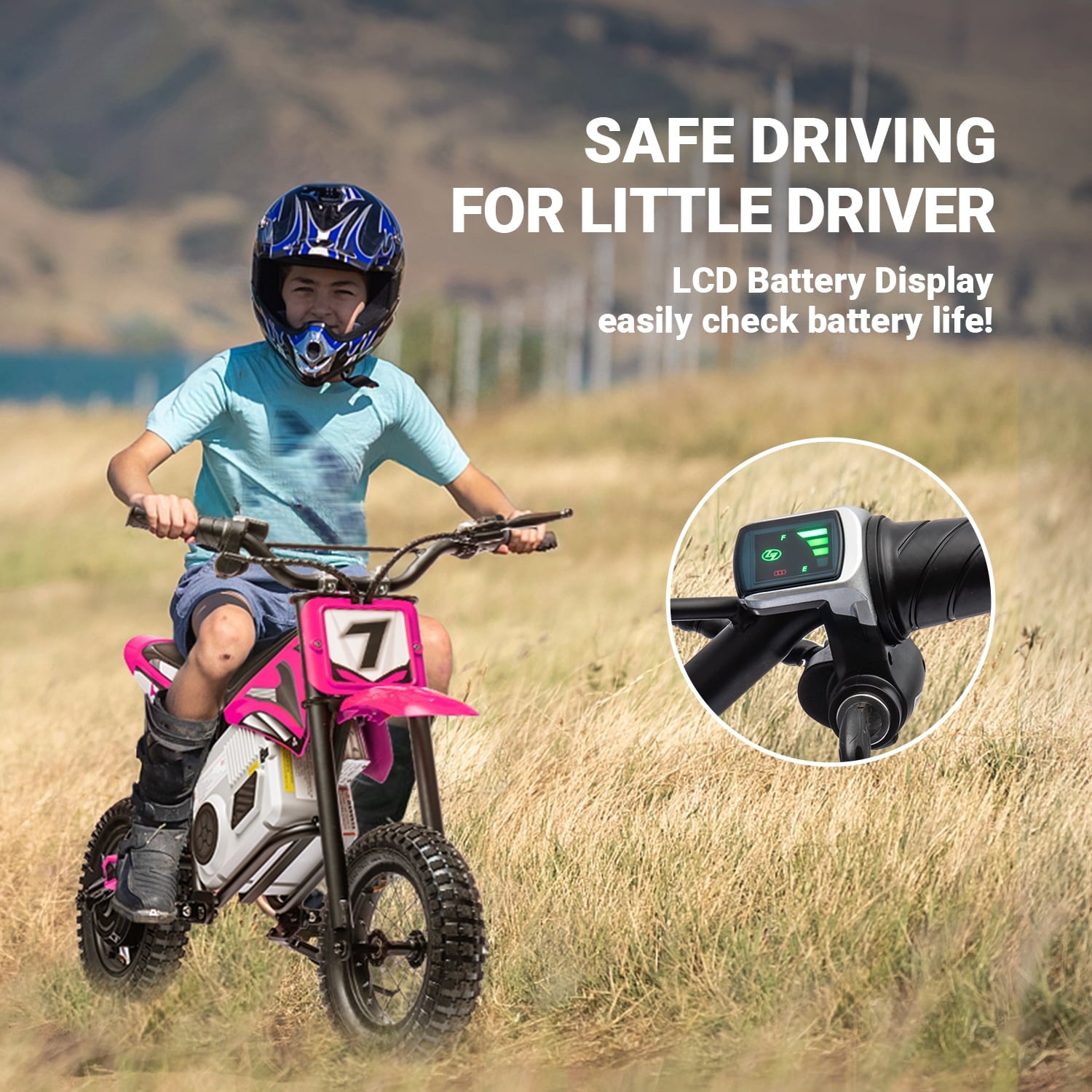 Track 7 24V Electric Dirt Bike, 350W Ride on Motorcycle with Twist Grip Throttle, Hand-Operated Dual Brakes, Speed Up to 10 MPH, for Age 8-12, Pink