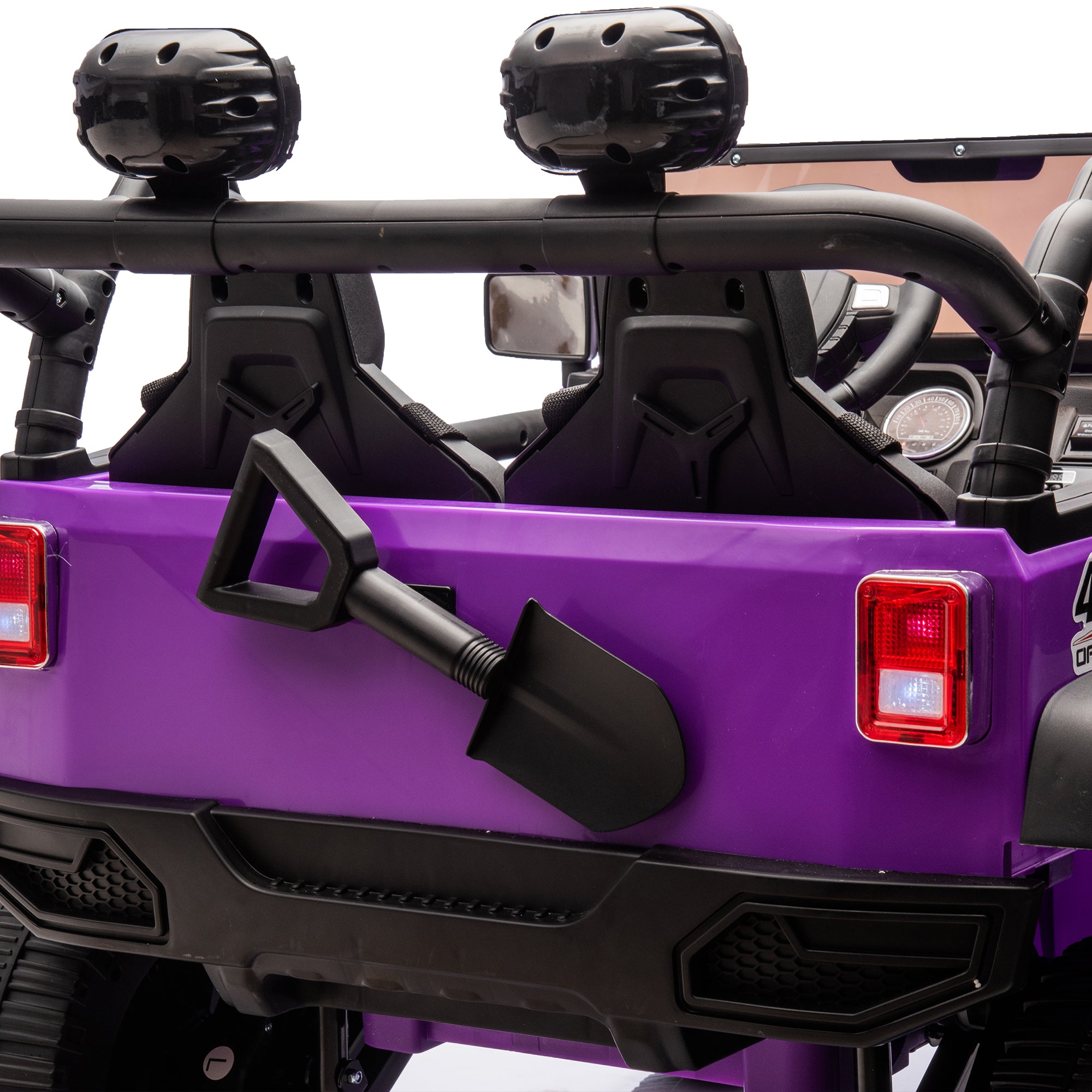 Track 7 24V Two-Seater Kids Ride-On Truck, Parents Control, 4WD Suspension, LED/MP3/Bluetooth, 2 Seat Belts, Ages 3+, Purple