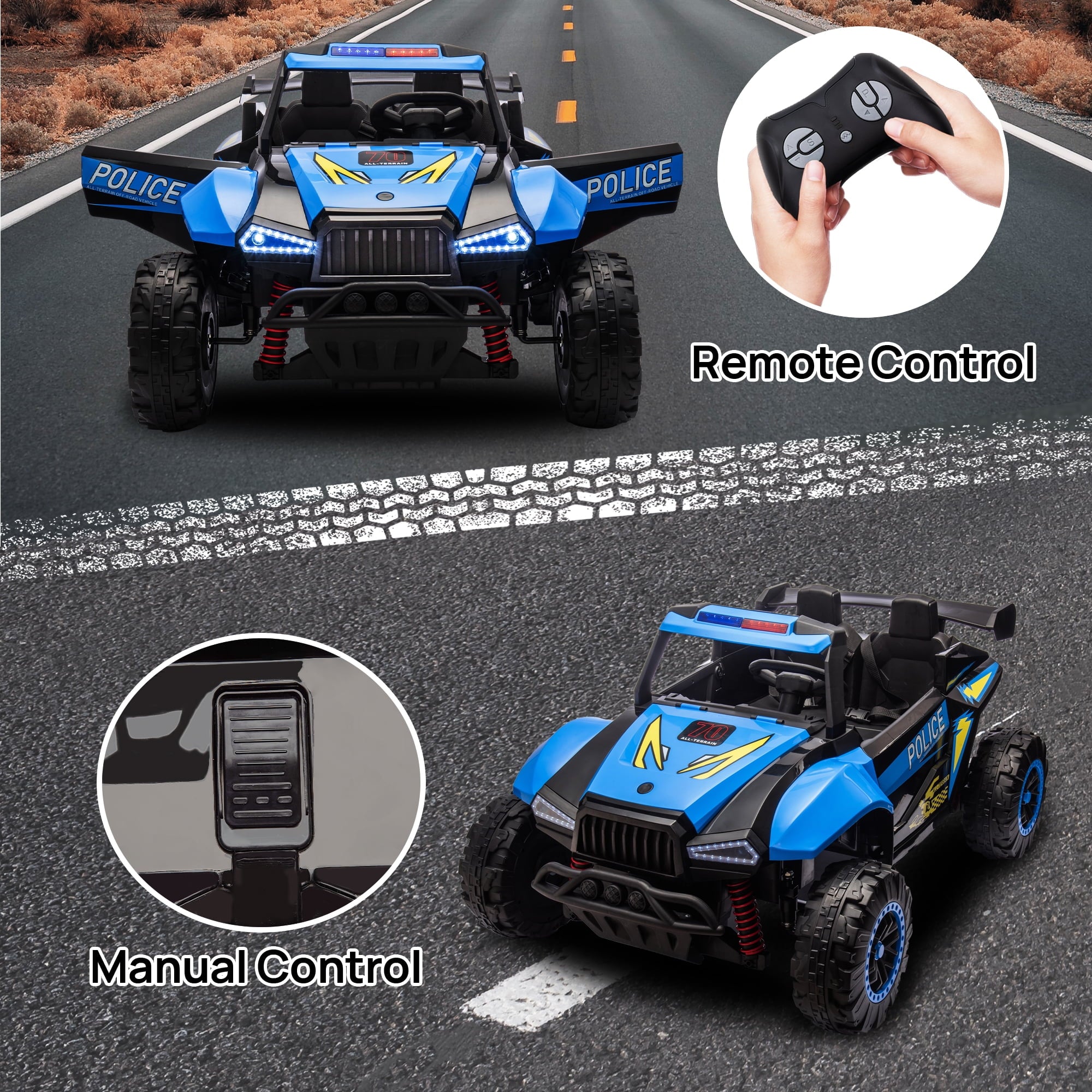 SUSIELADY 24V Kids Ride On Car, 2-Seater Ride On Car, 4-Wheel Suspension, with Megaphone, Walkie Talkie, Power Display, Bluetooth, Music, LED Lights, for Boys Girls Aged 3+