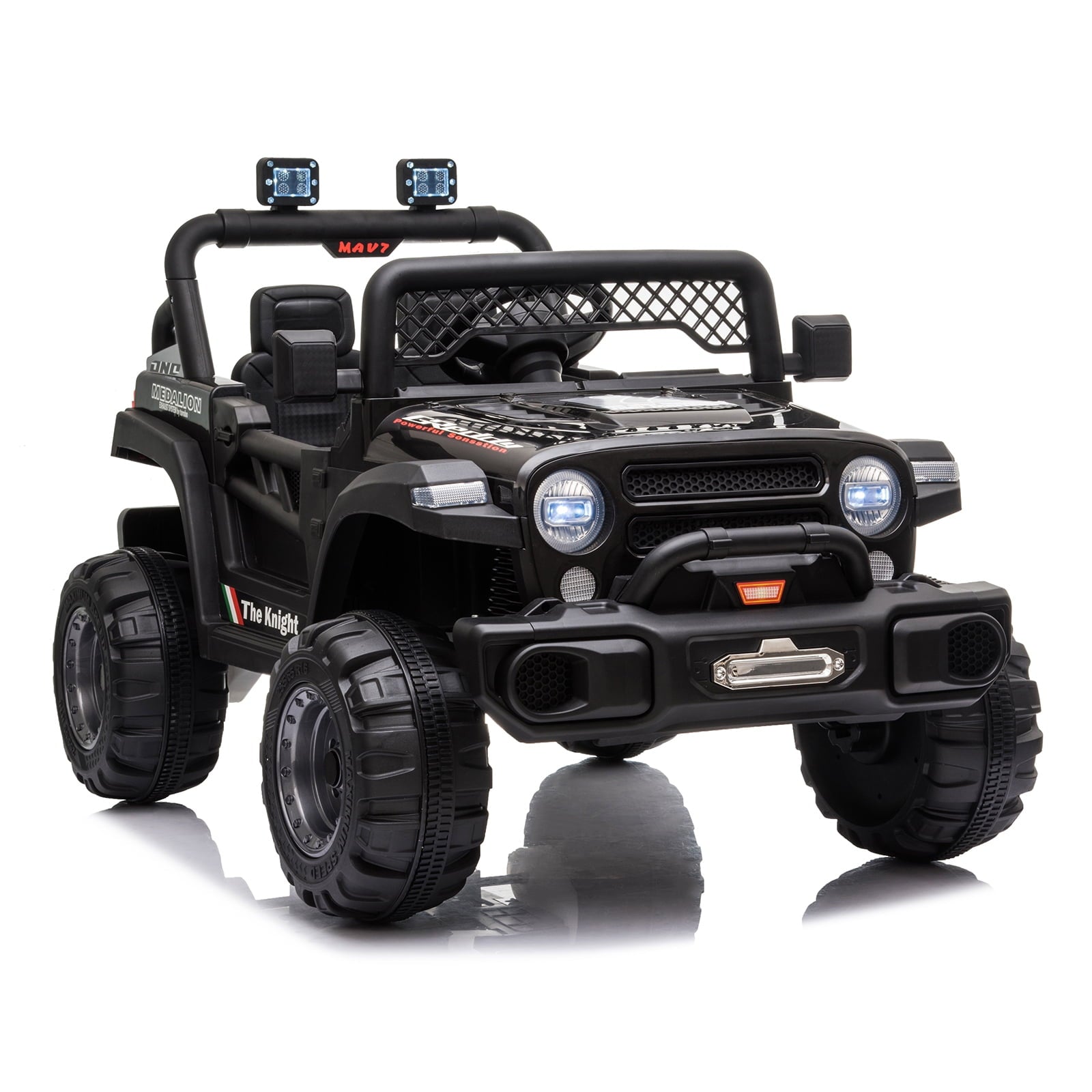 Track 7 12V 2-Seats 2WD off-road vehicle for kid 3+, 2 speed adjustable, with Parent Remote Control, Music, Black
