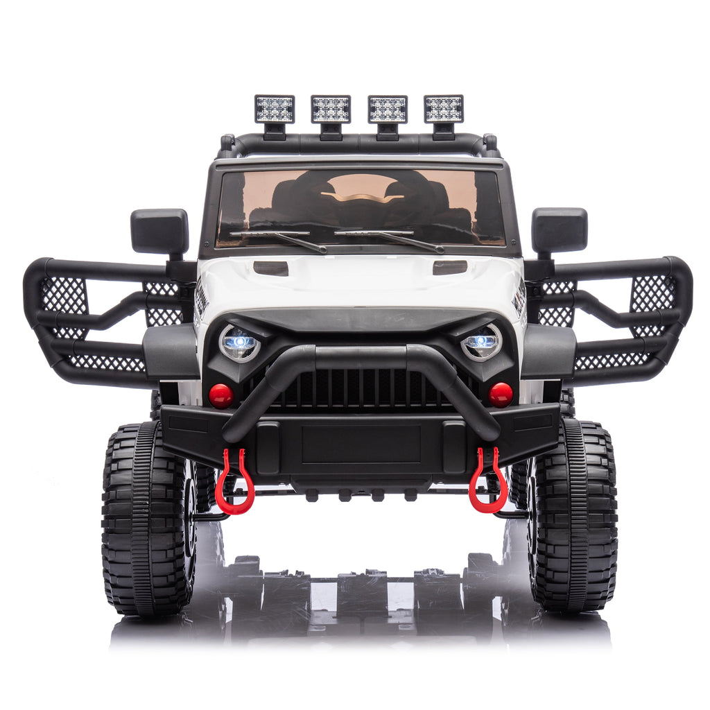 Track 7 24V Ride on Car Truck, Battery Powered Ride on Car with Remote Control,  400W Electric Vehicle w/3 Speeds, Bluetooth, Music Player for Boys Girls Aged 3+, White