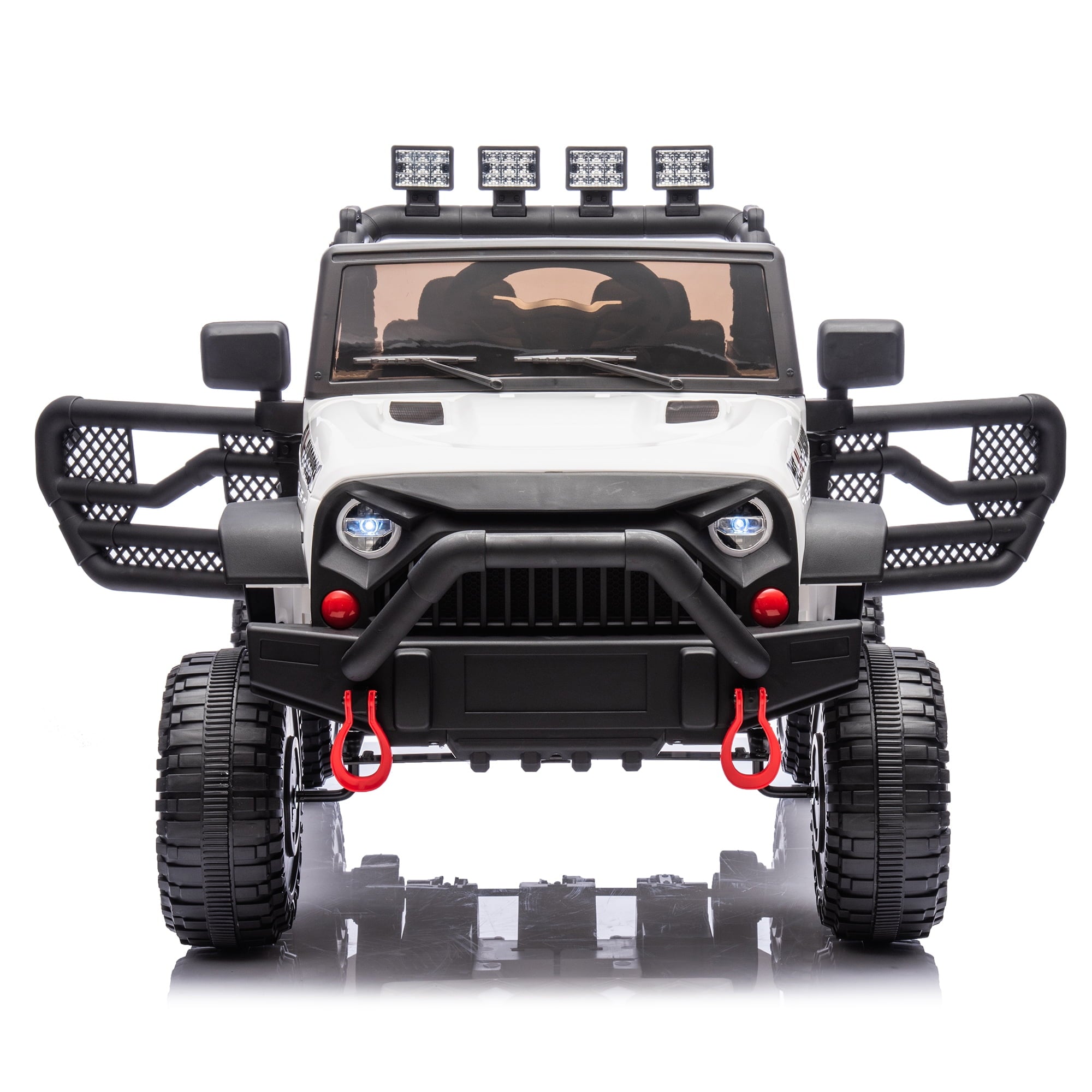 Track 7 24V Ride on Car Truck, Battery Powered Ride on Car with Remote Control,  400W Electric Vehicle w/3 Speeds, Bluetooth, Music Player for Boys Girls Aged 3+, White