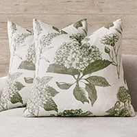 COOKCOK Set of 2 Linen Floral Vintage Throw Pillow Covers Neutral Accent Print Decorative Cushion Covers Farmhouse Home Decor for Sofa Chair Couch Bedroom Living Room Outdoor, 18"x18", Light Brown
