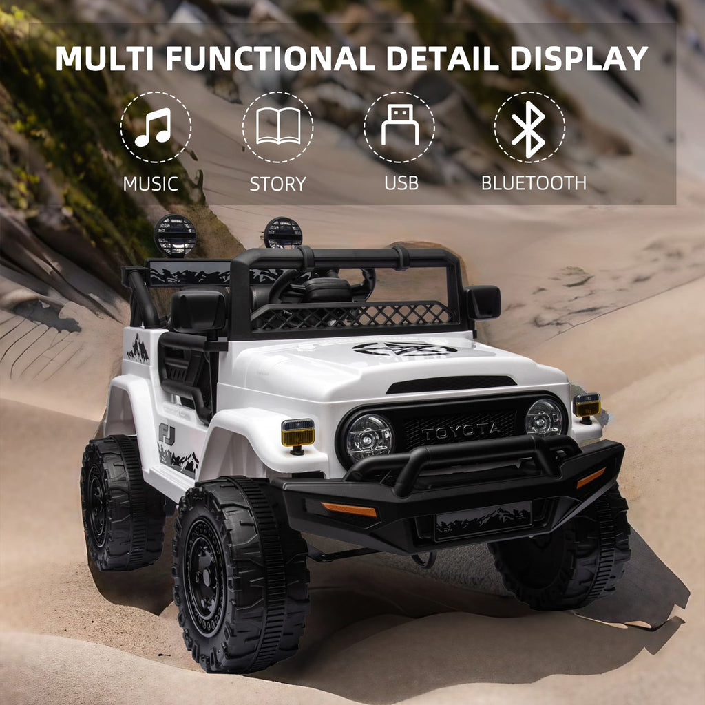 Track 7 Kids Ride on Truck, 12V Licensed Toyota FJ Cruiser Electric Car for Kids Age 3+, Ride on Car w/Remote Control, Power Display, Music, White