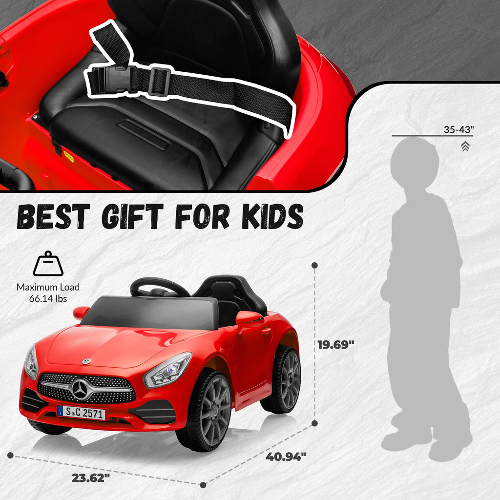 Track 7 12V Kids Ride On Car Licensed Mercedes Benz CLS 350, Electric Car with Remote Control, LED Lights, Music, USB, Power Display, Outdoor Toys for Boys Girls Toddlers Ages 2-4, Red