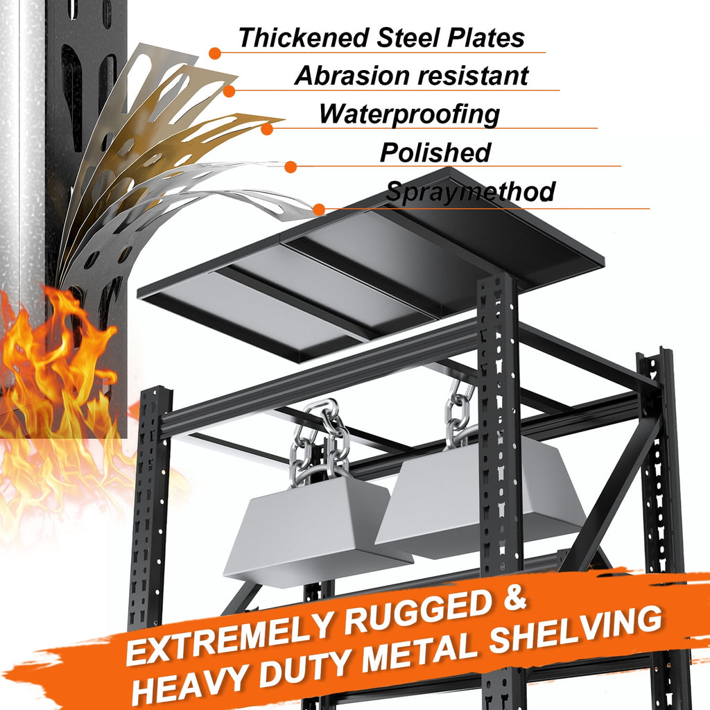COOKCOK 4-Tier Heavy Duty Garage Shelving, 31.5"W x 14"D x 73"H, 2500LBS Adjustable Metal Storage Shelf, Black