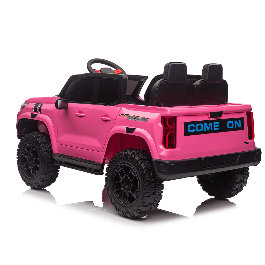 Track 7 24V 2-Seats Electric Pickup car for kid 3+, 2.4G Parents Remote Control, 3 speed adjustable, 2-Point Safety Belt, Pink