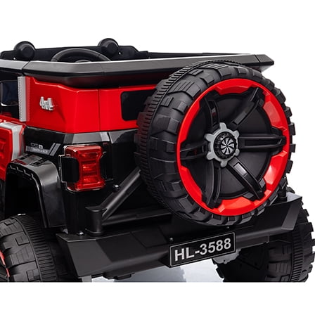 Track 7 12V Kids Ride On Car, Kids Electric Truck with Remote Control, Spring Suspension, Safety Lock, LED Light, Music & Horn, for Boys Girls, Red