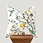 COOKCOK White Floral Pillow Covers 18x18 Set of 2, Velvet Wild Flower Plant Throw Pillows Case, Square Farmhouse Decor Cushion Covers for Home Sofa Bed Couch