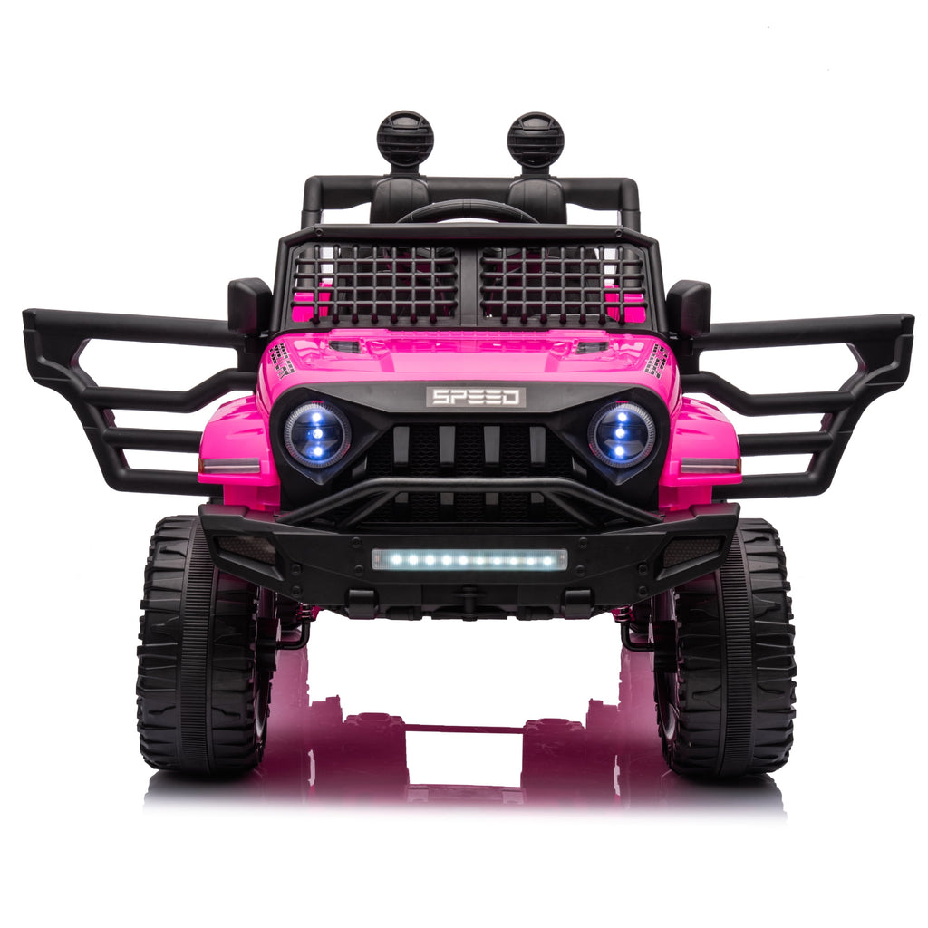 Track 7 Kids Ride on Truck, 12V Ride on Car with Remote Control, Kids Electric Car, Bluetooth, LED Lights, MP3, Pink